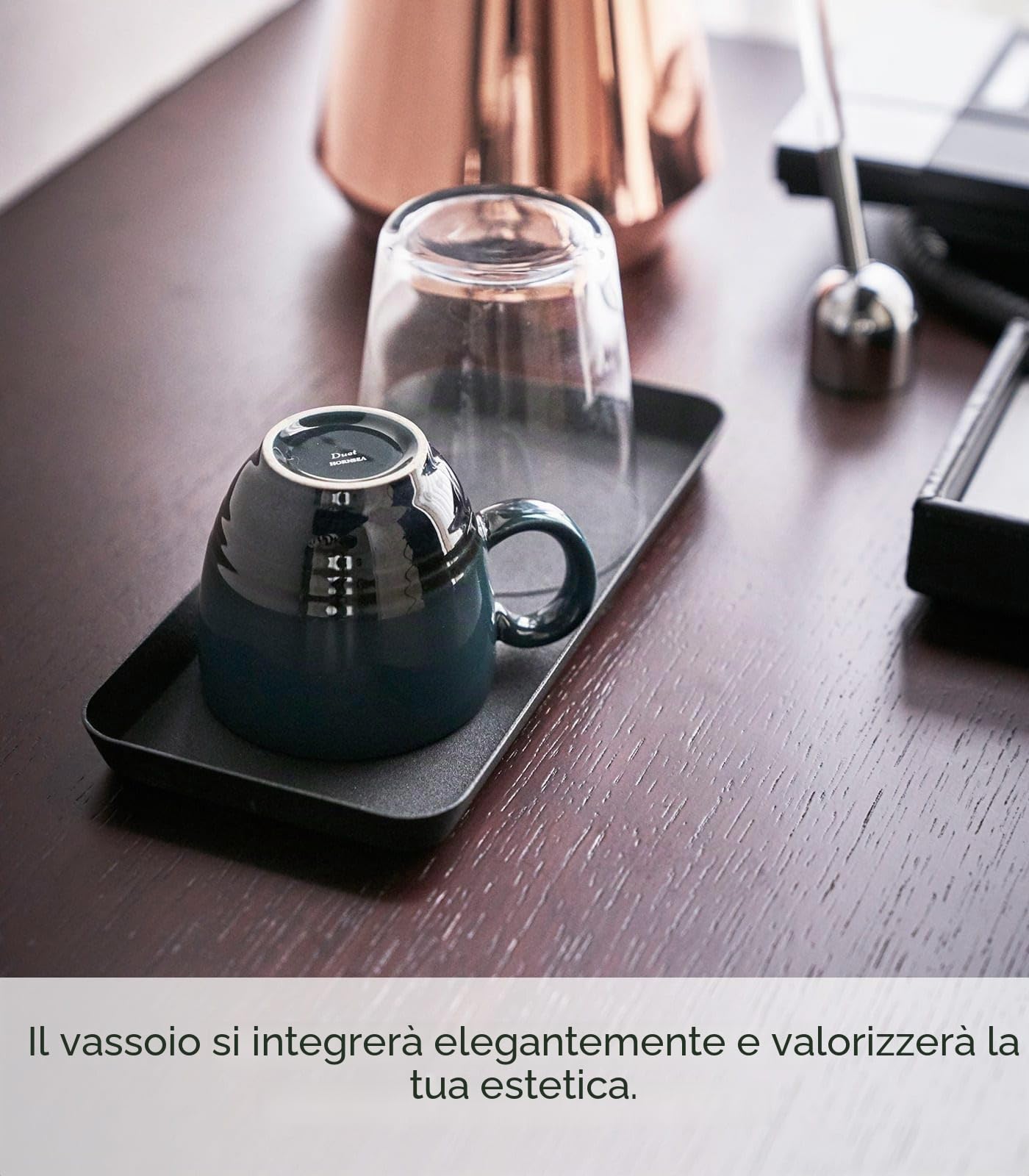 Yamazaki 4222 TOWER Amenity Tray L, black, Steel, 22 x 10 x 1.5 cm
