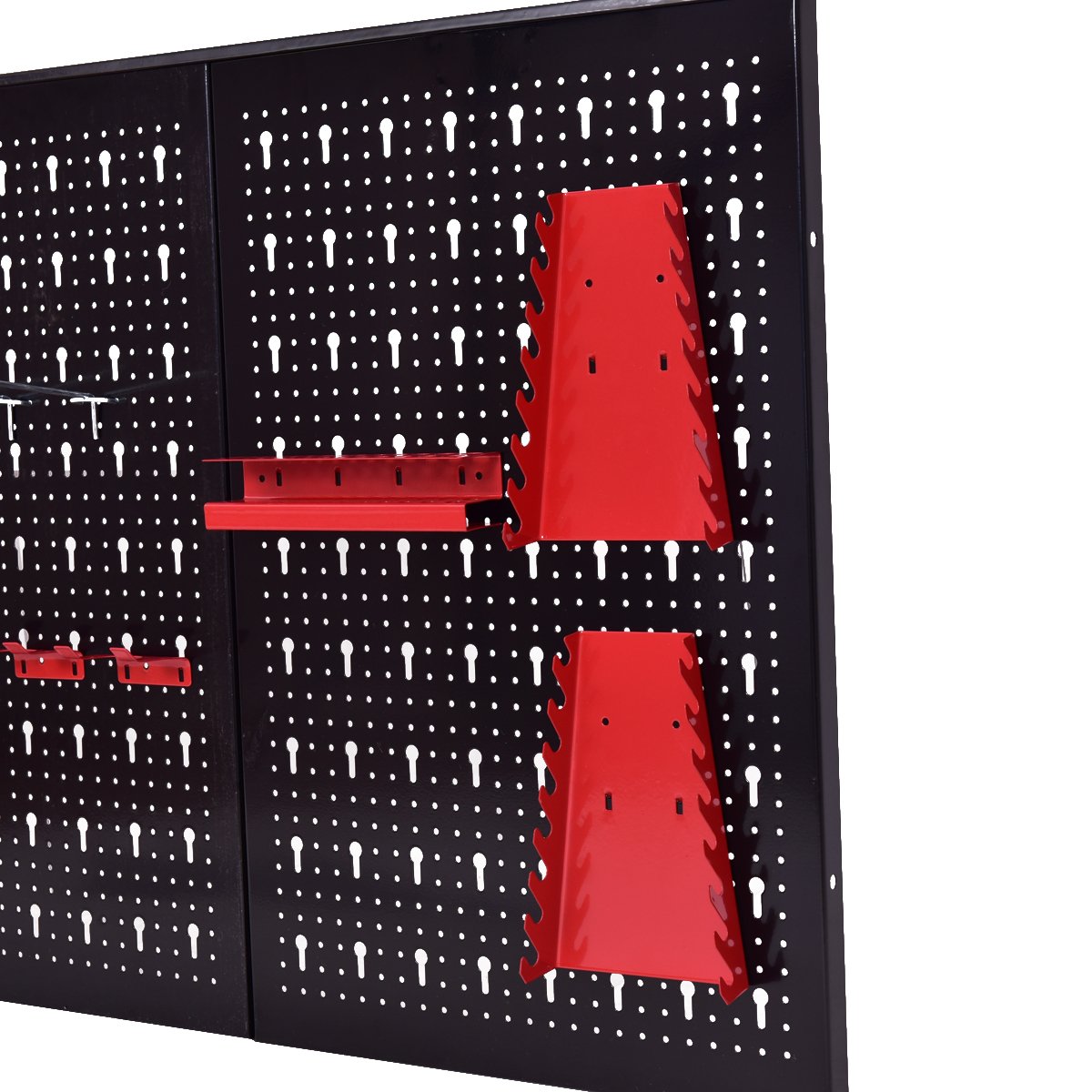 COSTWAY Werkzeugwand inkl. 20-teiligem Werkzeugregal-Set, 120x60cm, Lagersystem Werkzeughaltersortiment 3 Lochplatten, Werkstattwand Metall, Lochwand ideal für Garage & Werkstatt & Lagerhaus