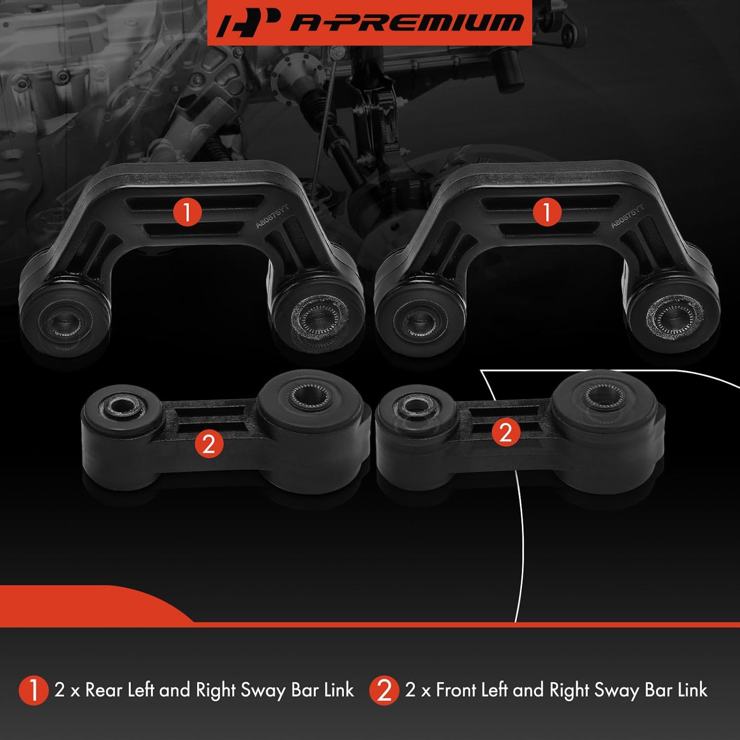 A-Premium Set of 4, Front & Rear Sway Bar Links Kit Stabilizer Bar Links, Compatible with Subaru Forester 1998-2002, Impreza 1993-2007, Legacy 1993-1999 & Saab 9-2X 2005-2006