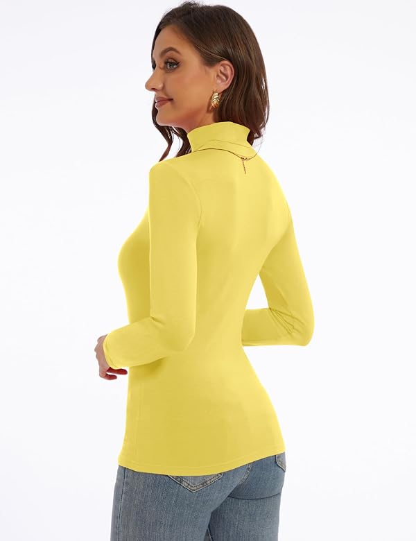 Plus Size Turtleneck Tops for Women Yellow Turtle Necks for Womens Long Sleeve Undershirts Mock Turtleneck (Yellow, X-Large) by DSPSAM - Used condition - Image 3