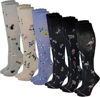 Dr. Motion Women's Graduated Compression Socks (6 Pairs) - 8-15 mmHg Therapeutic Relief for Circulation, Tired Legs & Varicose Veins