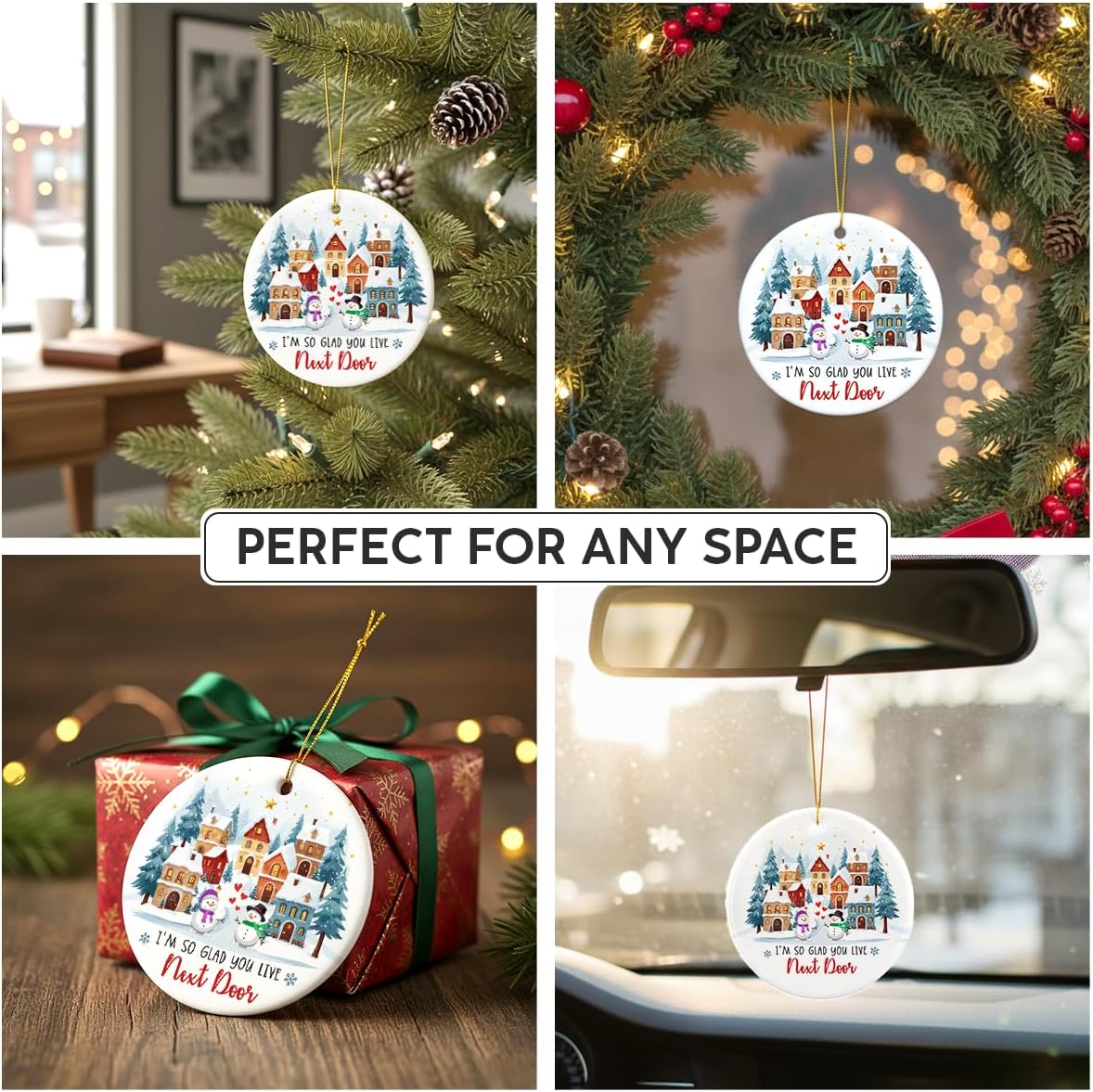 Neighbor Ornaments 2025, Unique Gifts for Neighbors at Christmas, Holiday, Ceramic Ornaments for Christmas Hanging Decorations, Neighborhood Gifts for Friends and Neighbors Next Door - Image 7