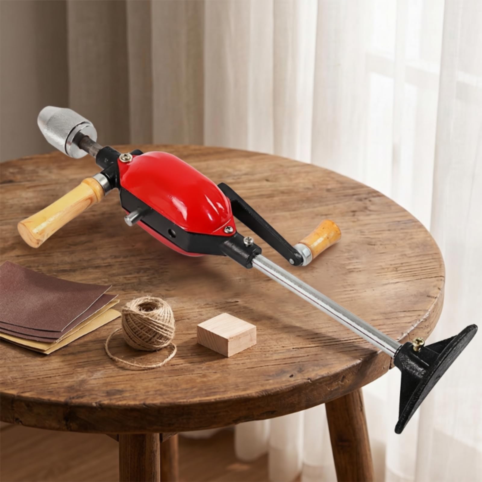 TISHITA Taladro Manual de Precisión con Doble Piñón Taladro de Pecho con Empuñaduras Cómodas Berbiquí de Herramienta Manual Versátil Adecuado para Artesanos