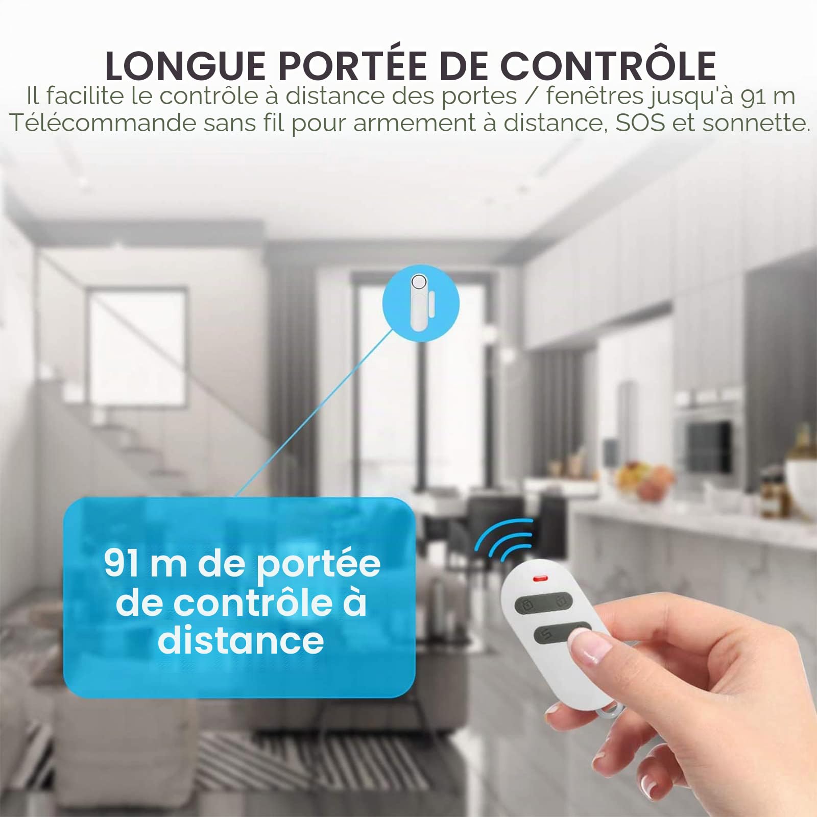 Alarme Porte et Fenetre, Détecteur Ouverture de Porte, 3 Modes Kit Alarme Maison sans Fil, Alarme de Porte avec 3 Télécommandes, Ldéal pour la Maison, Garage, Bureau et Magasin