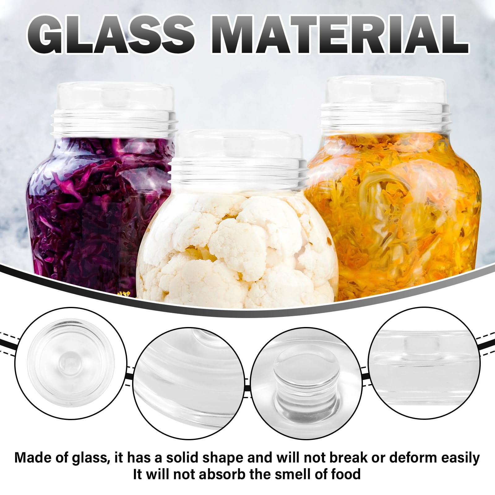 12 pesi per fermentazione, in vetro, trasparente, per fermentazione, 6,6 cm, peso fermentazione con manico, accessori per la casa e il commercio (colore trasparente 12 stile)