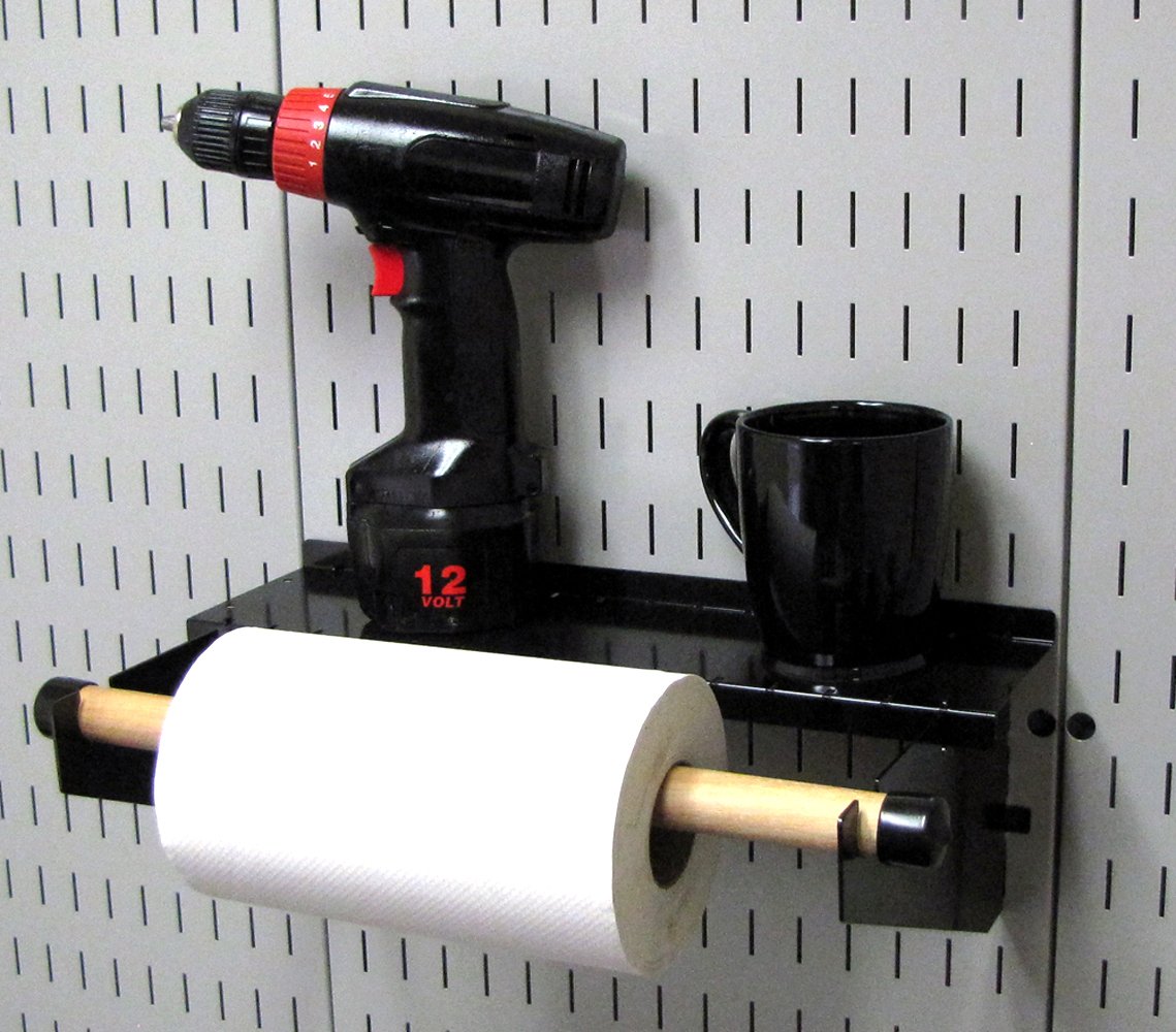 Wall Control Porte-Serviettes en Papier perforé et Tige de Cheville pour Panneau perforé Wall Control et Planche à Outils Fendue – Noir