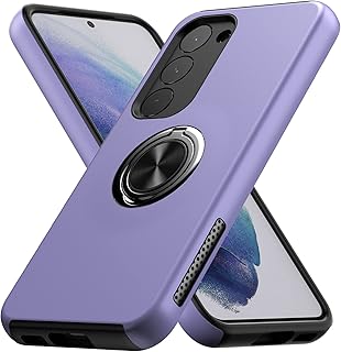 MMHUO for Samsung S23 Case,Dual Layer Military Grade Drop Protection Slim Samsung S23 Kickstand Case with Hidden Ring Holder Shockproof Protective Phone Case for Samsung Galaxy S23 5G(2023),Purple