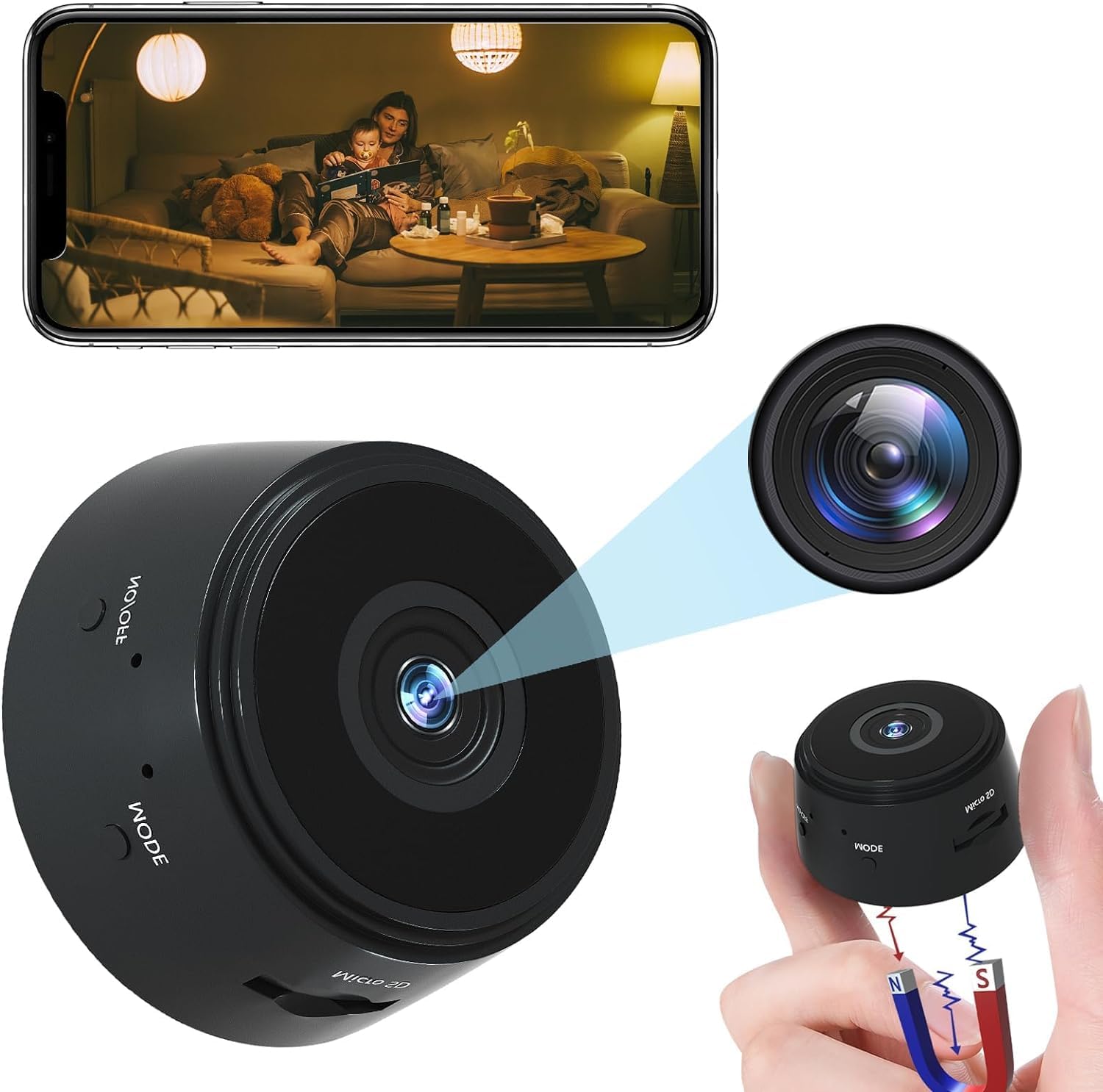 Mini Cámara Oculta WiFi 1080P Con Batería De 12h – Visión Nocturna Y Detección De Movimiento Para Interior