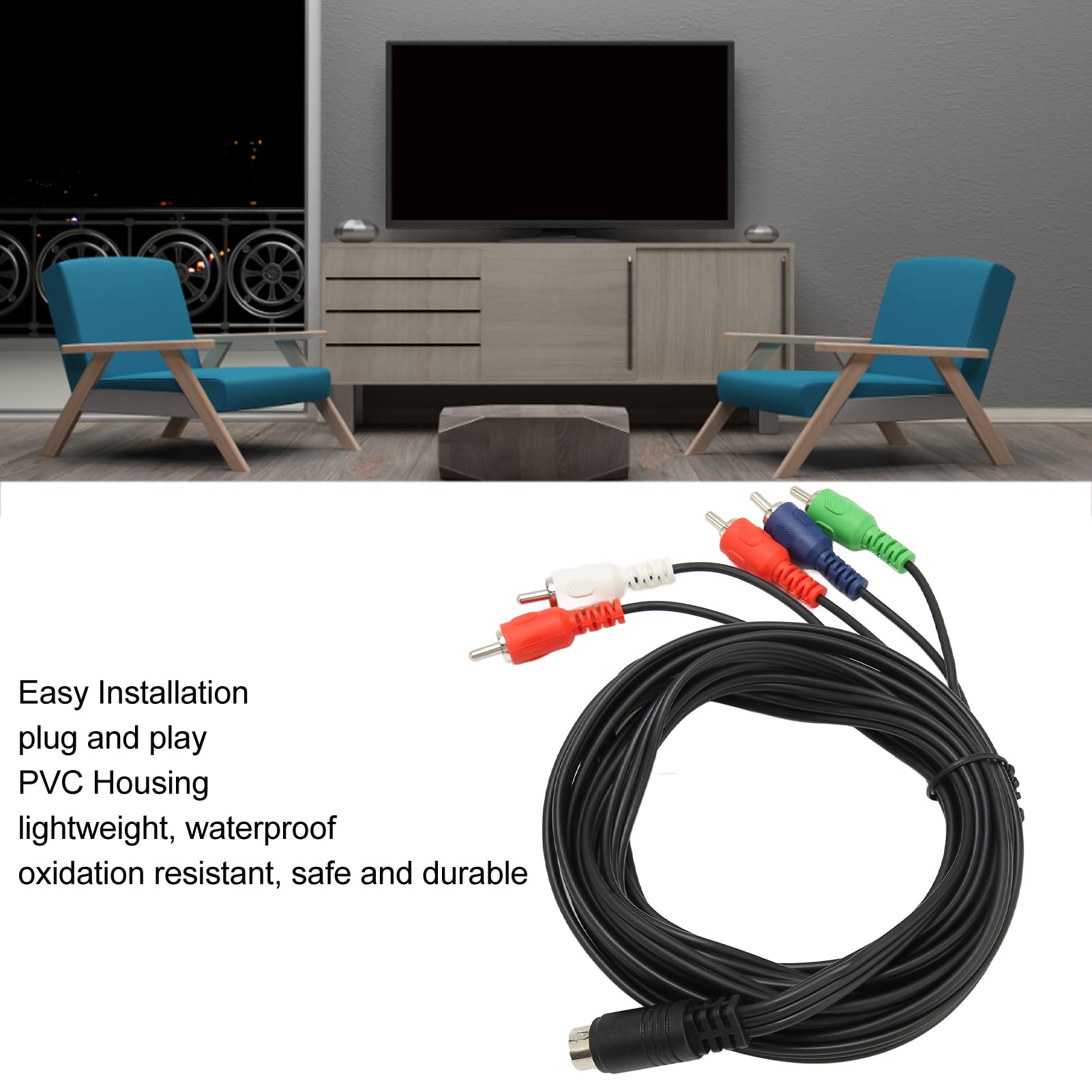 Cavo AV DIN di Ricambio a 10 Pin PVC Impermeabile Installazione Facile per Monitor Proiettori 6 Piedi