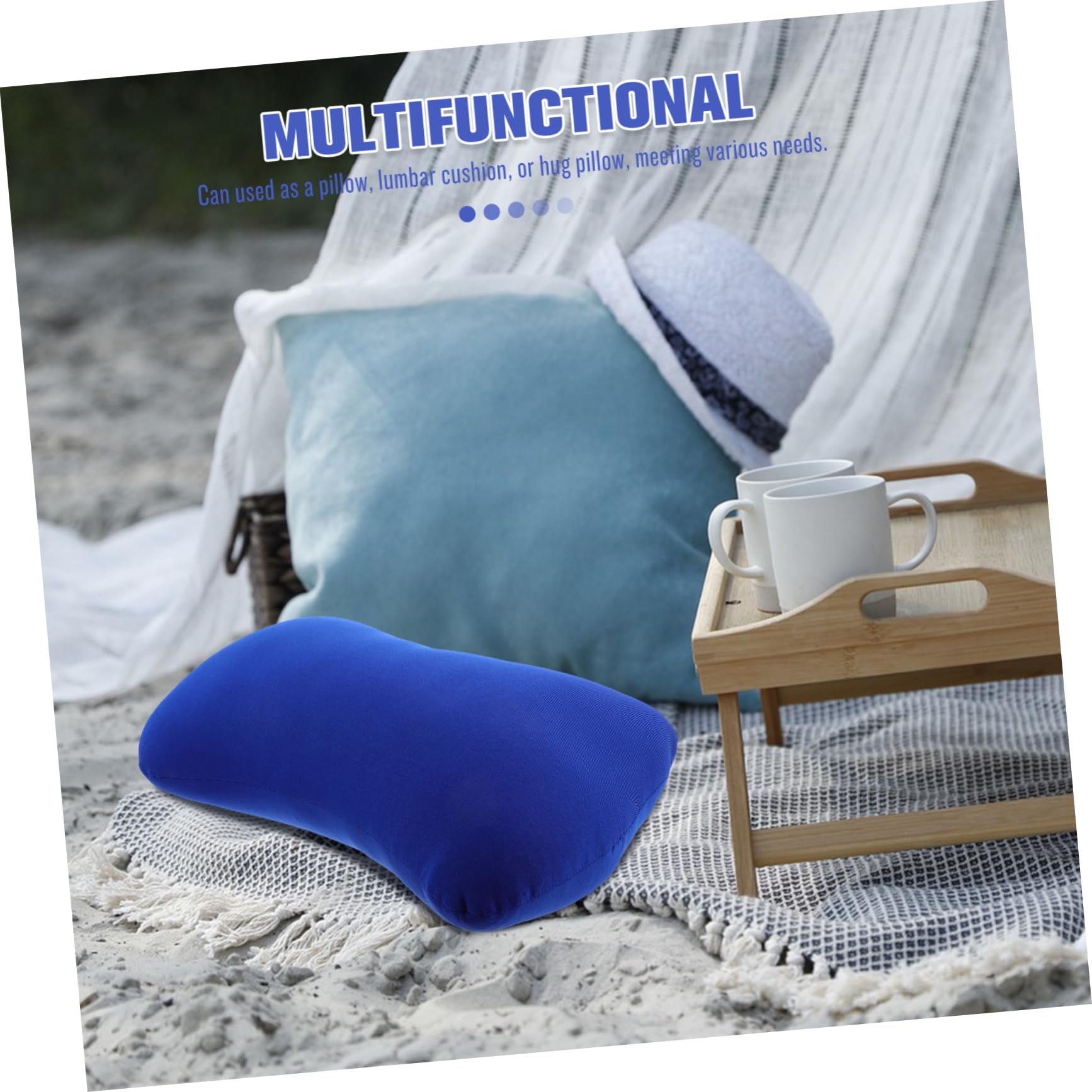 Almohada de Viaje Ergonómica Mini de Hueso Azul de Poliéster Spandex