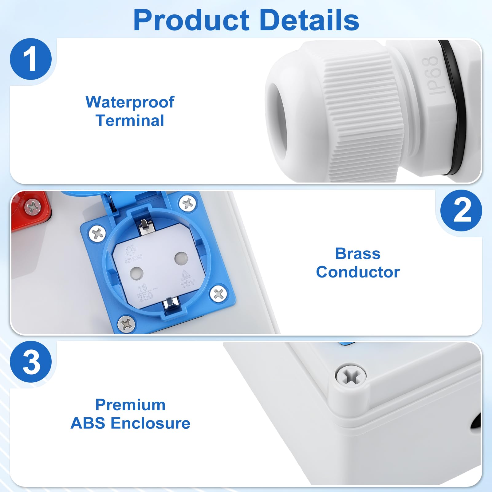 Caja de Distribución Eléctrica CEE 32A IP44, Distribuidor Pared Industrial