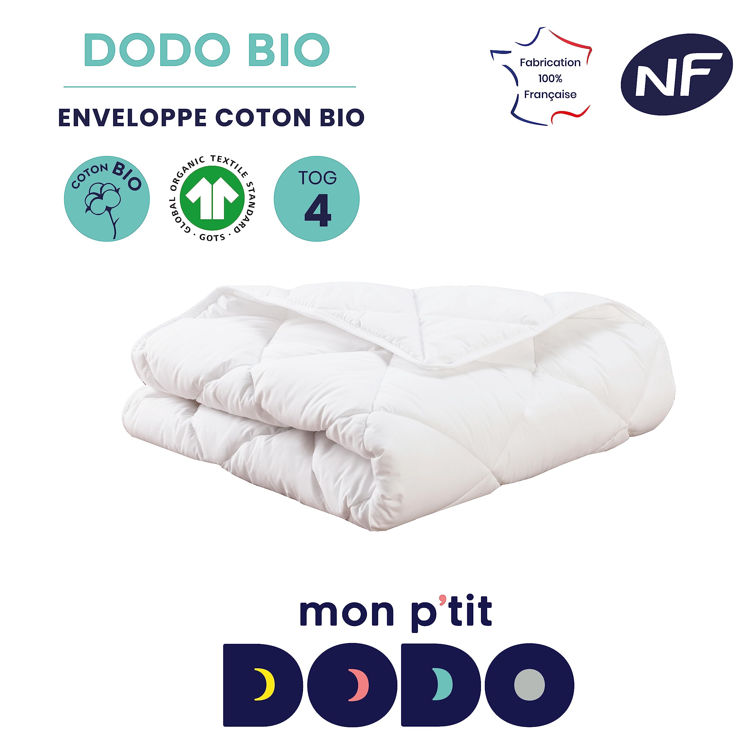MON P'TIT DODO - COUETTE LEGERE BIO 100X140 BLANC - fabrication française