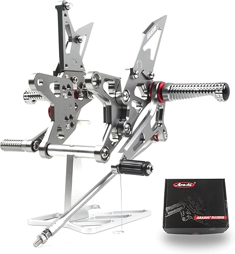 Miniatura 141 de Arashi reposapiés para motocicleta, accesorios ajustables, juego de reposapiés traseros Negro