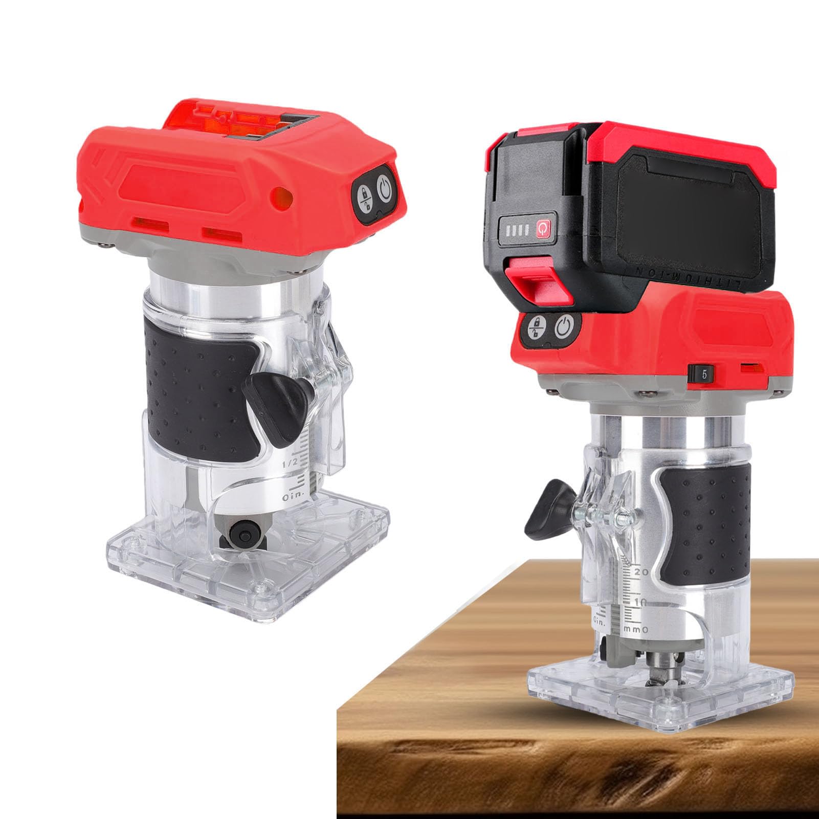 Dpofirs Enrutador Inalámbrico, Recortadora de Madera con Motor sin Escobillas de 800 W con Ajuste de 5 Velocidades, Compatible con Sistemas de Batería de Litio de 18 V para Proyectos de Carpintería y