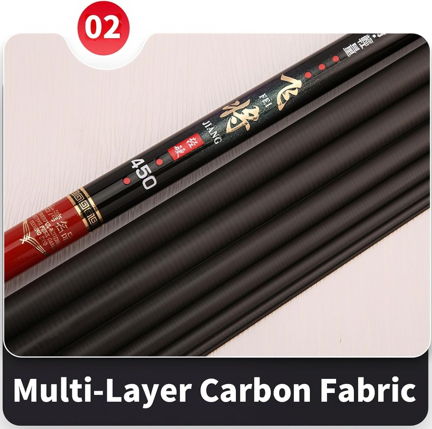 Canna da Pesca telescopica in Carbonio da 3,6 m, 4,5 m, 5,4 m, 6,3 m e 7,2 m. Canna Ultraleggera e Super Rigida, Ideale per fiumi, bacini Artificiali e laghetti(4.5m)