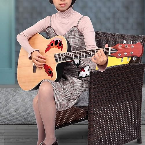 Miniatura 6 de Guitarra acústica de tamaño completo de 41 pulgadas con tapa de abeto, cuerda de acero, bolsa de concierto, naturaleza