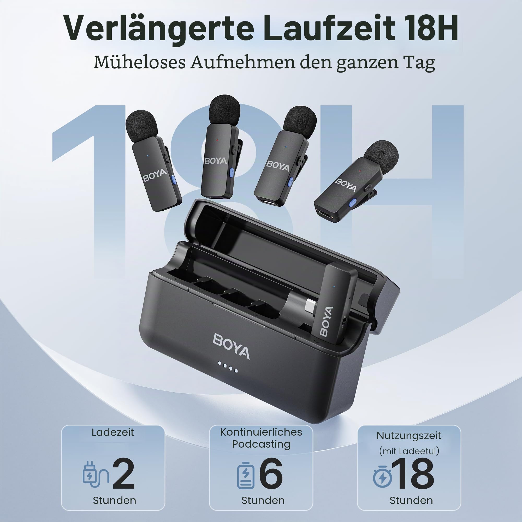 Boya BY-V4U Kabelloses Lavalier-Mikrofon für iPhone 15 Android Typ C Telefon Smartphone Clip-On Wireless Lapel Mic für Videoaufnahmen Podcast Interview Streaming Vlog YouTube