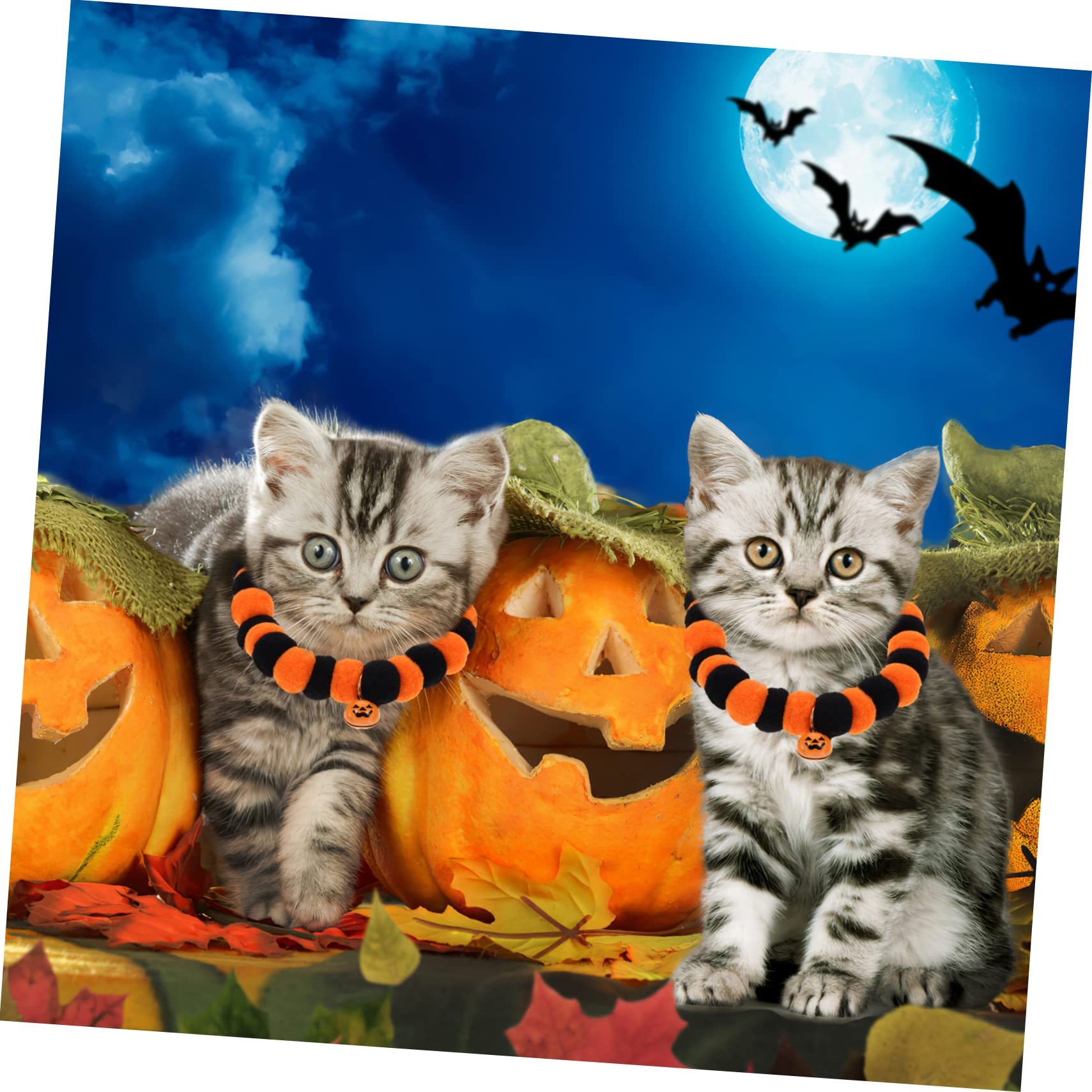 Sosoport 10stücke Verstellbares Katzenhalsband Mit Glöckchen Und Kürbisdesign Waschbar Für Halloween-Partys Geeignet Komfortabel Und Hautfreundlich Für Katzen Und Kleine Hunde