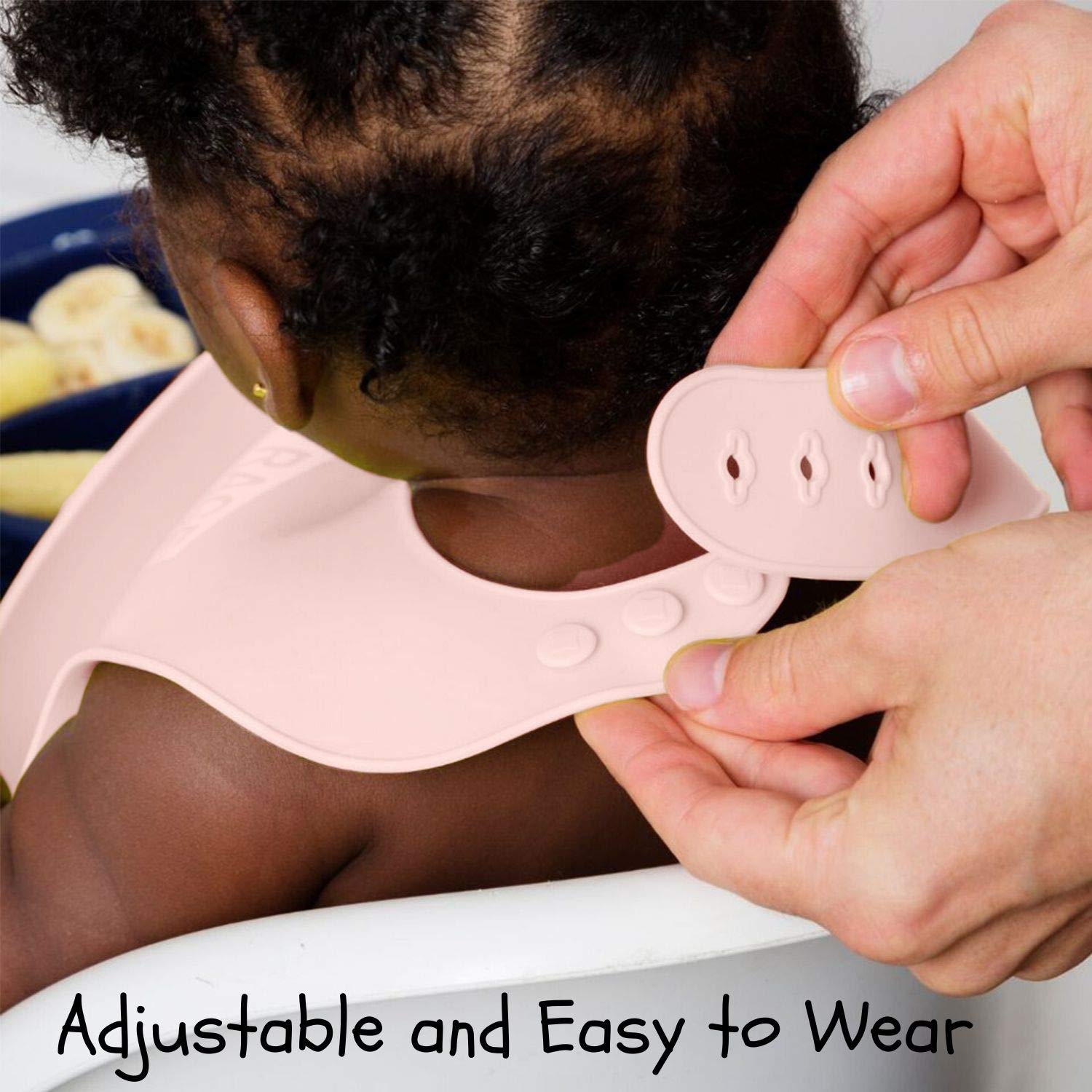 EVLA'S Baby Feeding Set, Baby Led Weaning Supplies, Adjustable Silicone Bibs, Divided Plate, Suction Bowl with Lid, Soft Spoons for Babies or Toddlers, Baby Registry must have!(Pink and Gray)