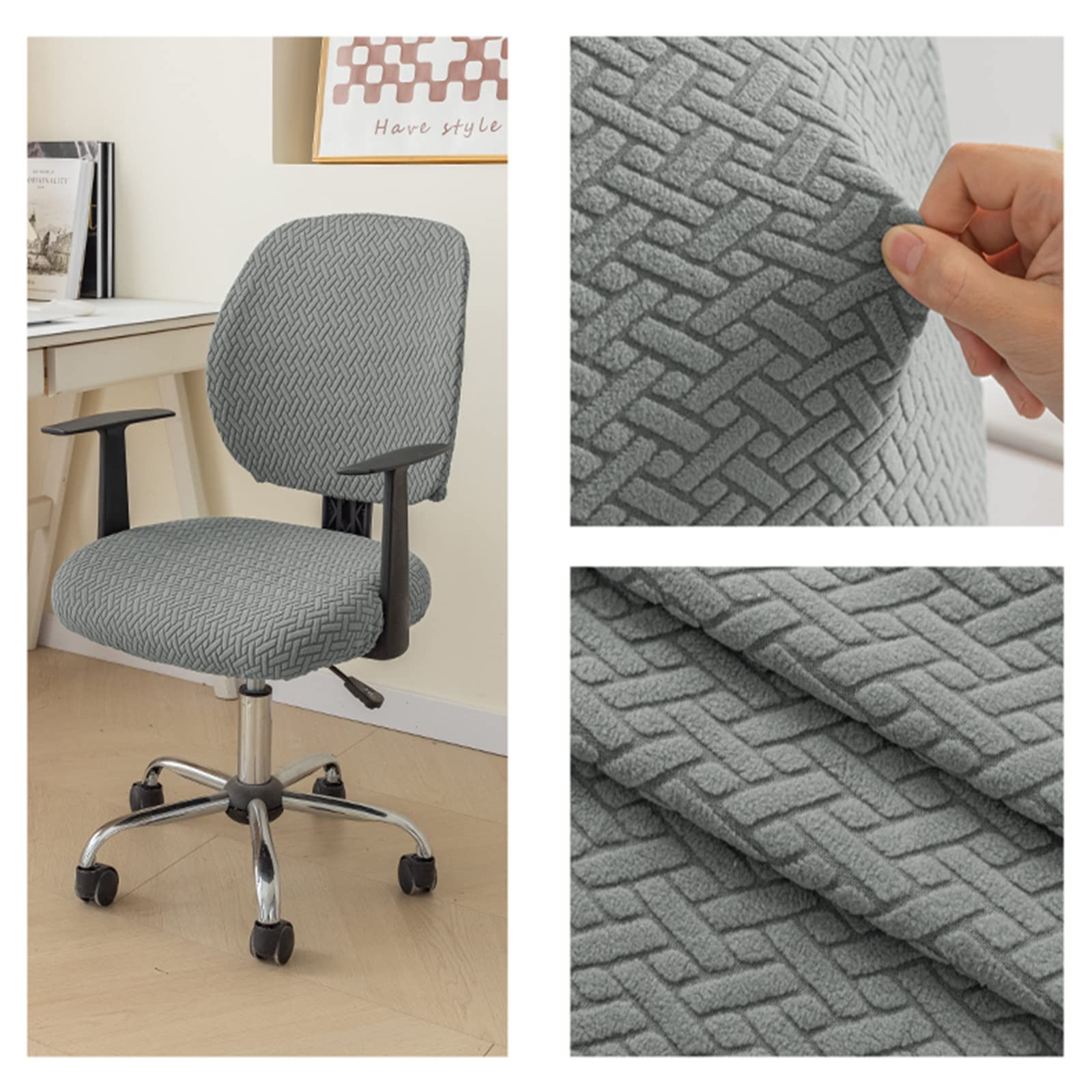 Coprisedia, coprisedia, coprisedia, copricomputer, coprisedile in Spandex Elasticizzato, coprisedile Girevole Rimovibile e Lavabile in Tessuto di Seta di Mais (Senza Sedia) 1 Pezzo(Grey)