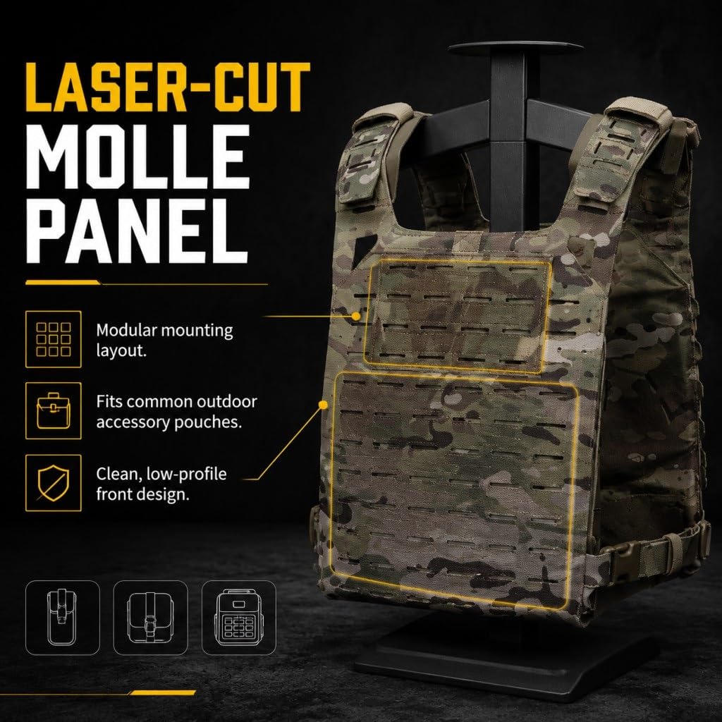 Chaleco Táctico SF V2 Molle Ligero Ajustable Con Bolsa De Almacenamiento Y Asa Rescate, Compacto For Exteriores
