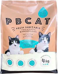 Areia Sanitária Biodegradável PBCAT, Grãos Finos, 4kg/8.81lb, Sem perfume