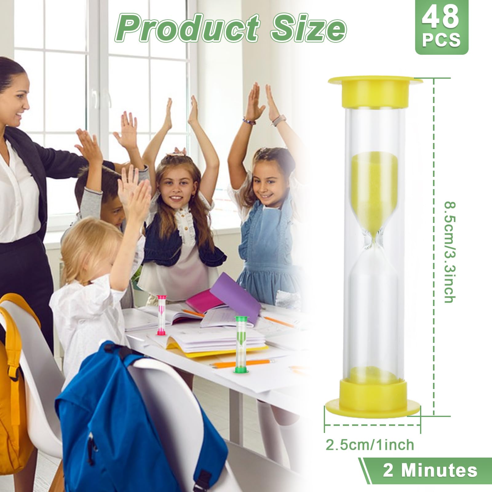 ACXFOND 48 Pcs 2 Minute Sand Timer for Kids, Plastic Hourglass Sandglass Sand Clock Timers Set Small Sand Timers for Classroom, Kitchen, Games, Office, Home, School (Colorful) - Image 2