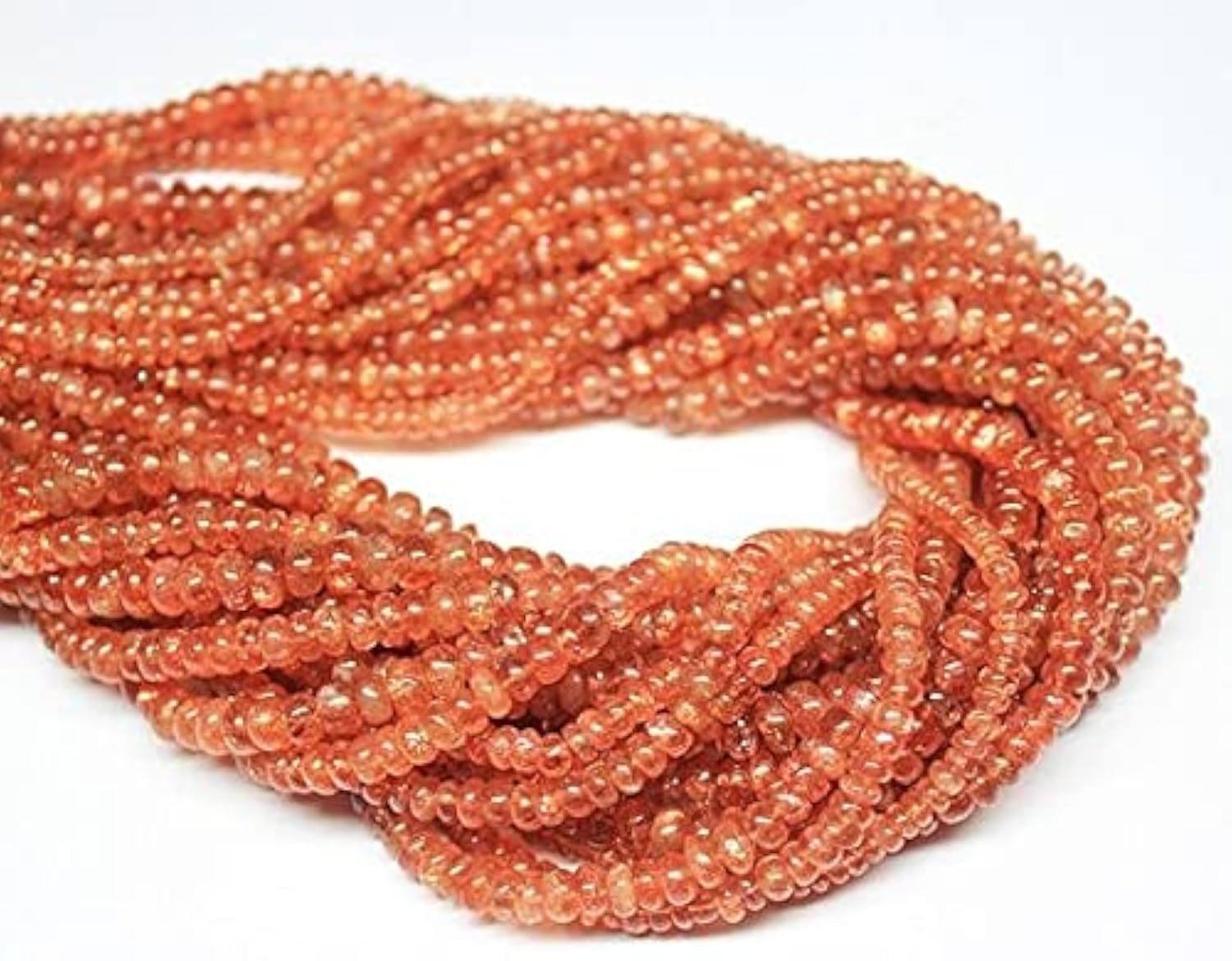 Rondelles sunstone orange 6mm perles naturelles sans défaut pour enfilage facile