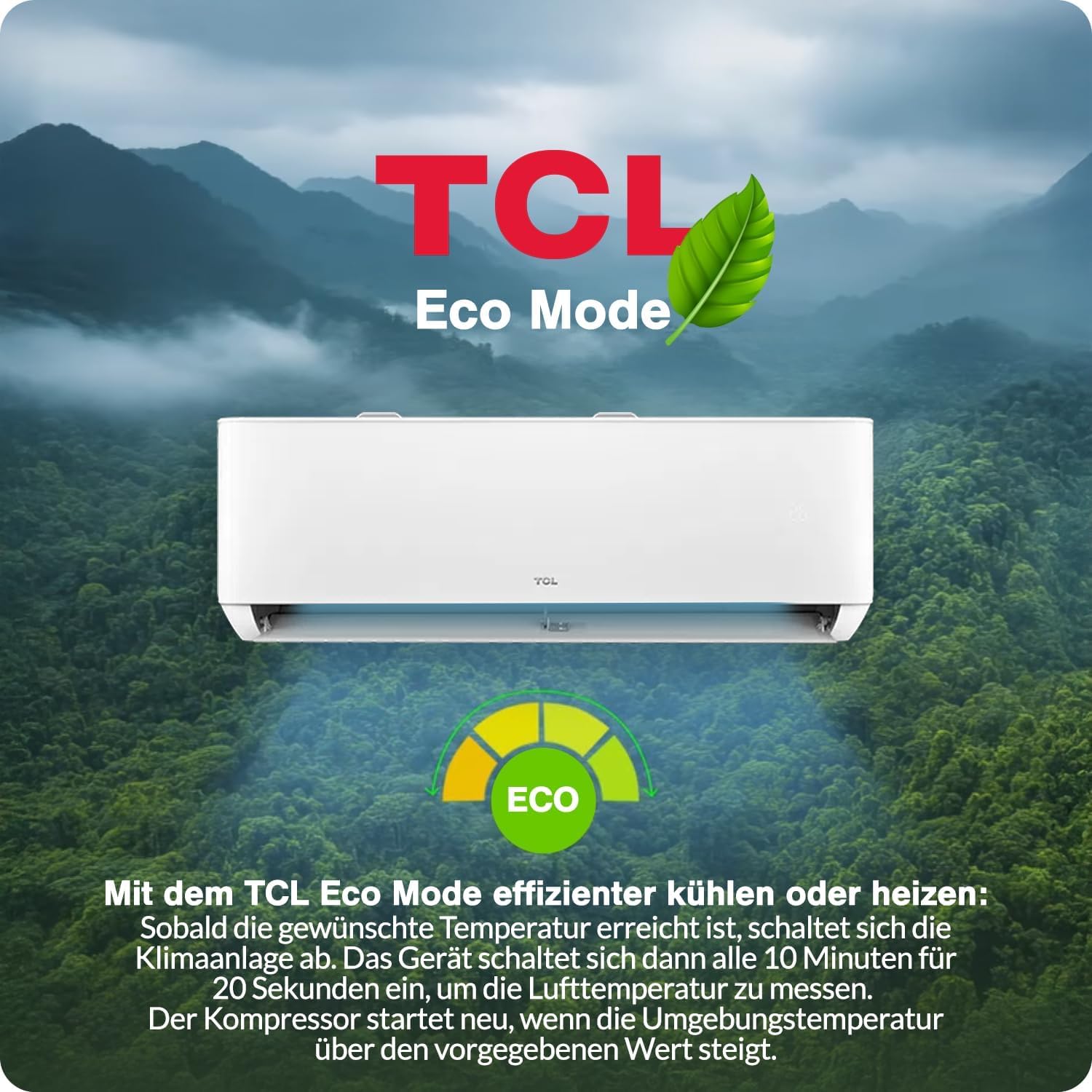 TCL BreezeIn Split Klimaanlage 9000 BTU 2,6 kW Quick Connect Set 5m R32 Heizen Kühlen App Alexa