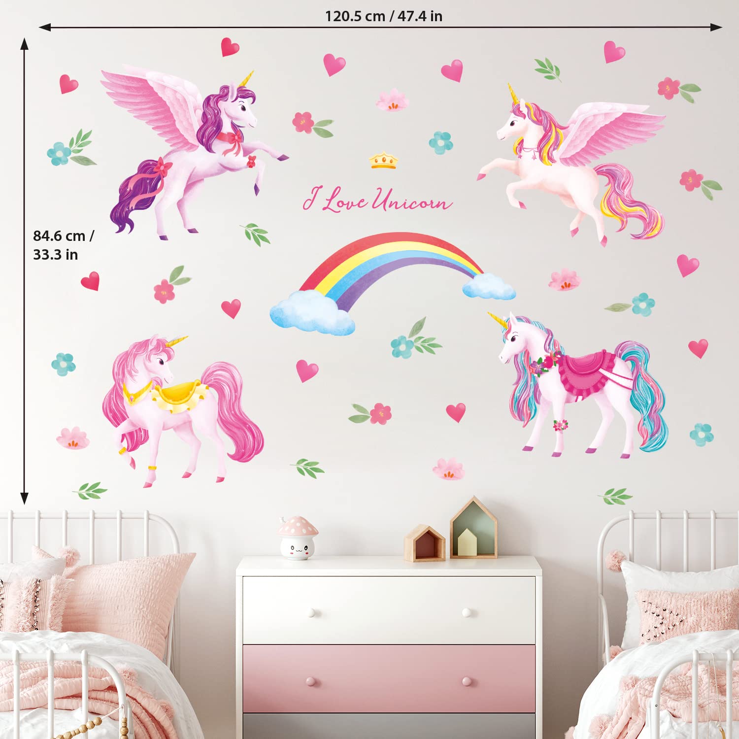 Amazon.com: DECOWALL DS9-8072 Unicorns and Rainbow Wall