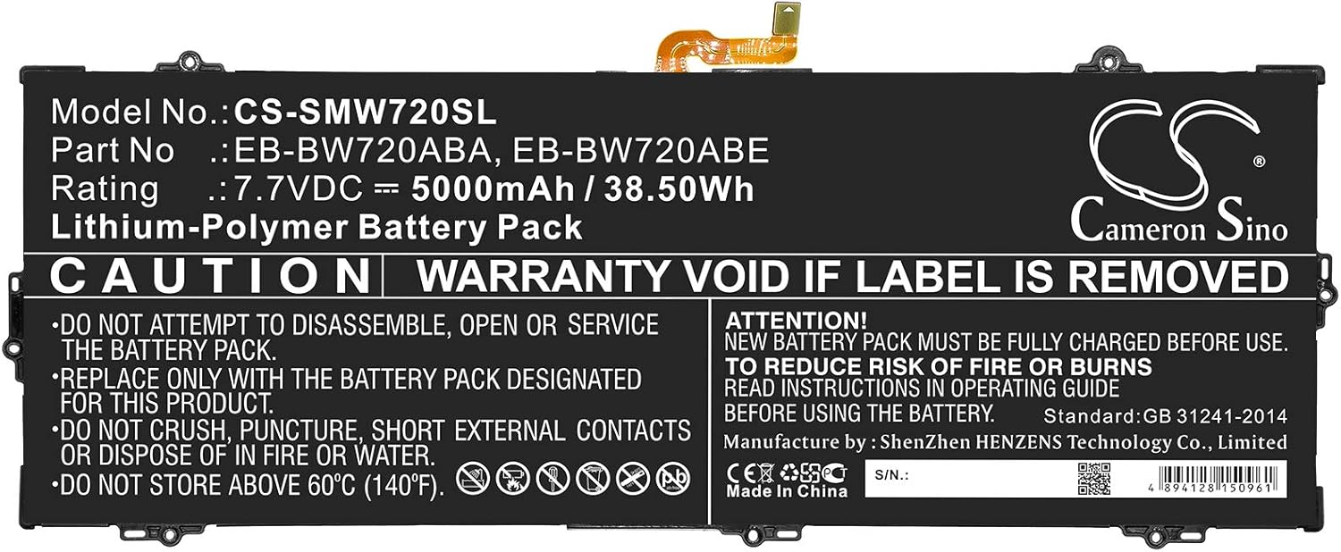 Cameron Sino Battery for Samsung Galaxy Book 12, Galaxy Book 12.0, Galaxy Book 2017 12.0, Galaxy Book 2017 12.0 4G, Galaxy TabPro S2, SM-W720, SM-W723, SM-W723Q 5000mAh