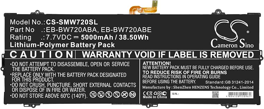 Cameron Sino Battery for Samsung Galaxy Book 12, Galaxy Book 12.0, Galaxy Book 2017 12.0, Galaxy Book 2017 12.0 4G, Galaxy TabPro S2, SM-W720, SM-W723, SM-W723Q 5000mAh