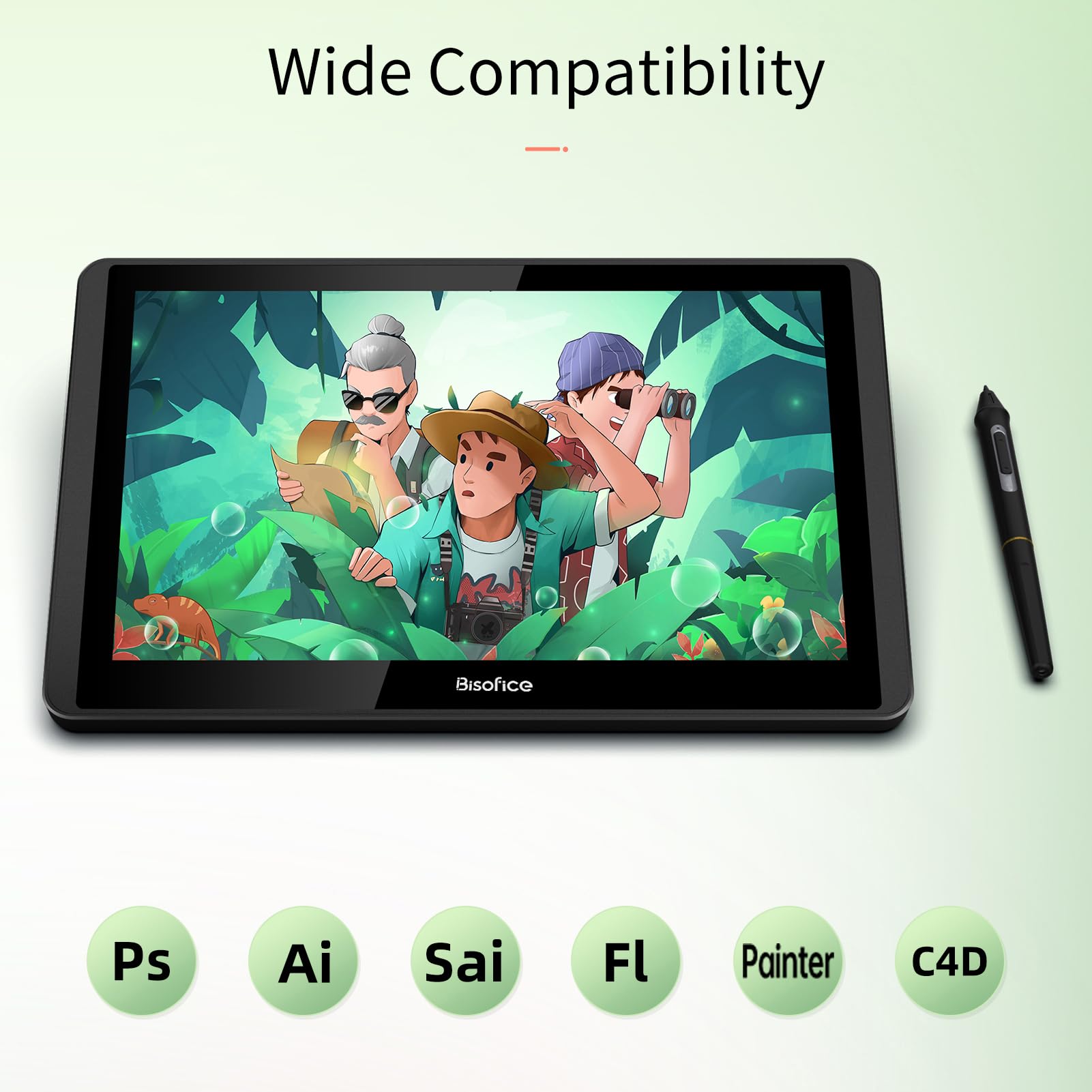 Walmeck Tablet per Computer Grafica, 12HD-A 11,6 Pollici di Disegno IPS Monitoraggio Tablet 1366x768 Display 8192 Livello di Pressione, Consumo a Basso Contenuto di USB MACOS