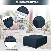 Vista 16 de NeColorLife Funda para Otomán Rectangular de Tela Jacquard Funda Elástica Gruesa Cubiertas de Taburete Reposapiés para Otomán Cuadrado y Rectangular