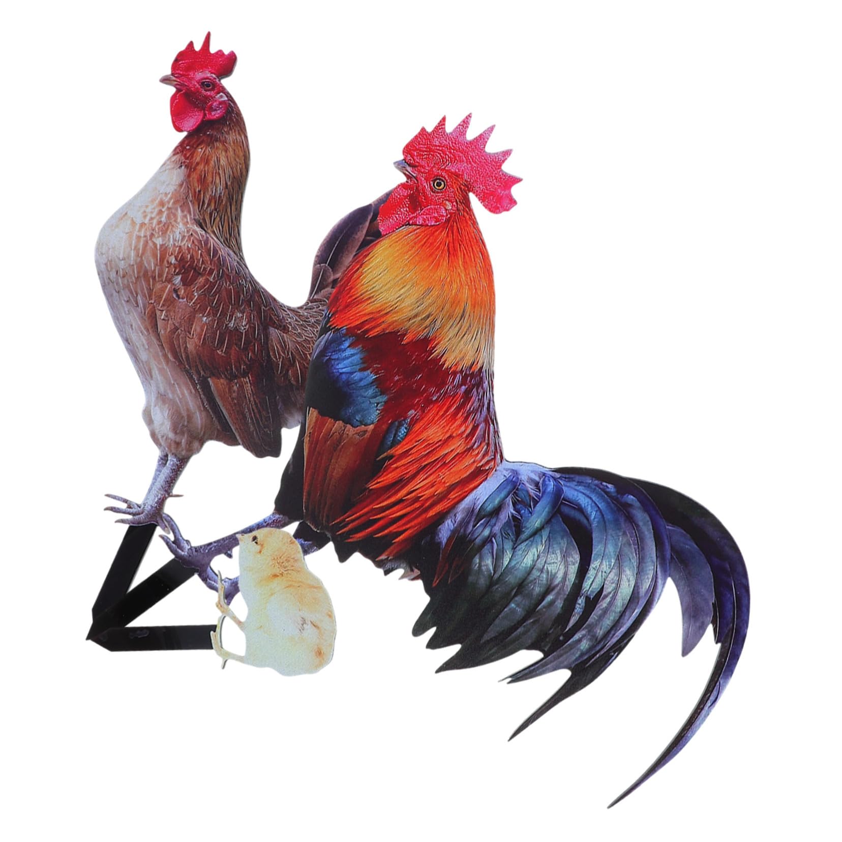 Piquet de jardin poule et coq en métal rustique pour décoration extérieure