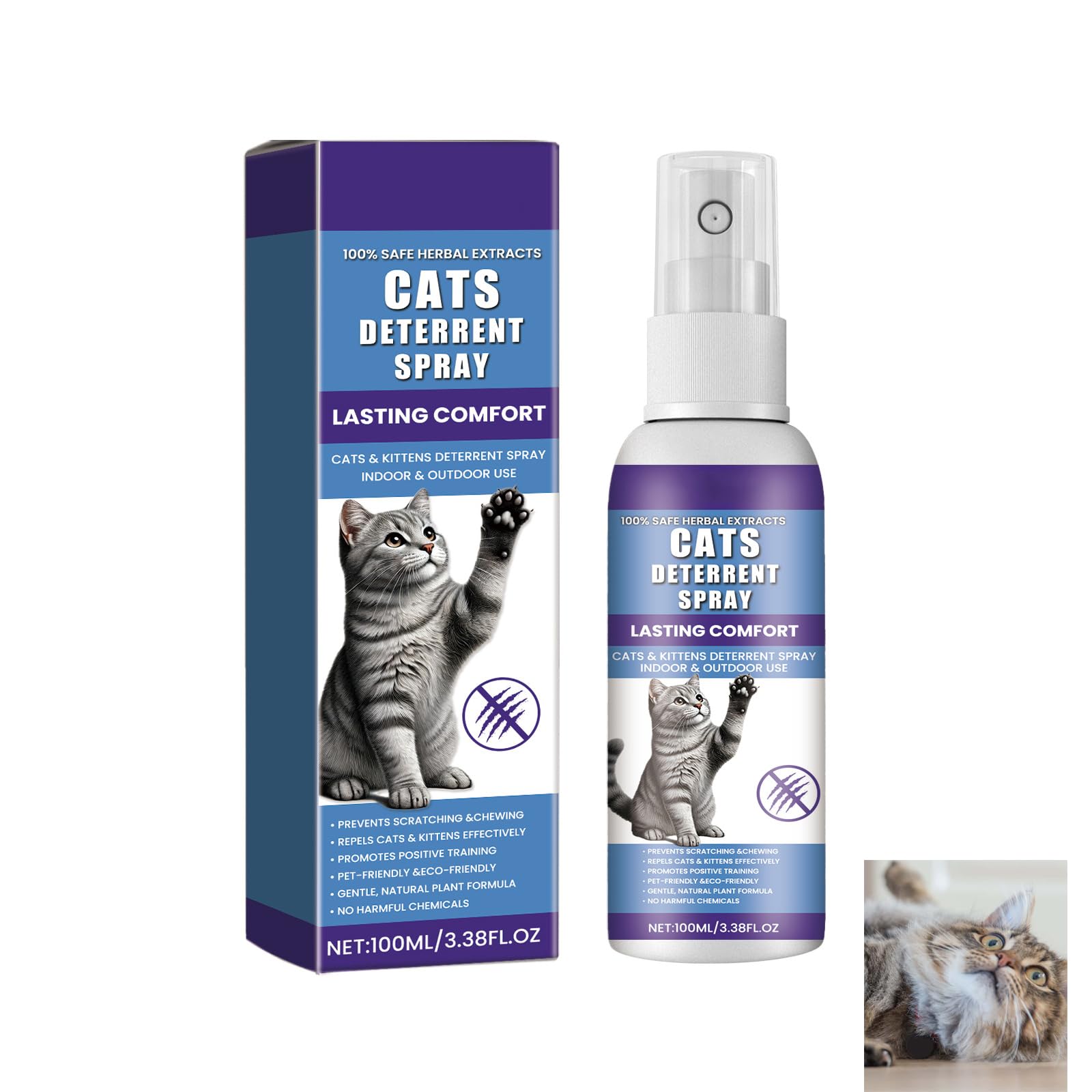 Spray de Entrenamiento para Gatos,Repelente Gatos,Ahuyentador de Gatos,Spray Repelente Gatos,Spray Anti Arañazos para Gatos Sofá,Spray Antiarañazos