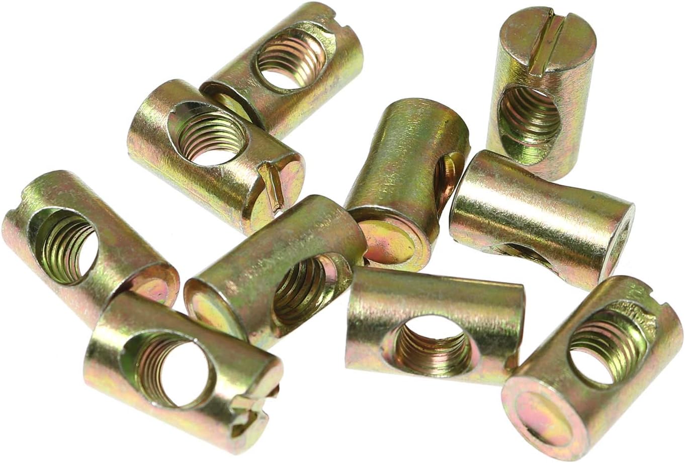 RLECS 12pcs M8 Pozidriv Slotted Barrel Nuts Cross Dowels Slotted Nuts Horizontal Hole Nut Hammer Embedded Nut for Furniture Beds Crib Chairs - M8 x 20mm