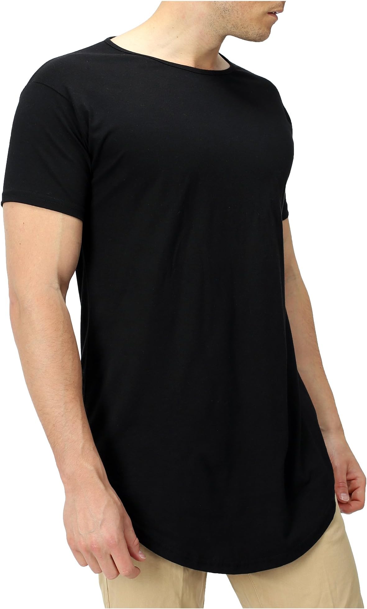 APE7® - Herren Longshirt - Stylish & Cool T-Shirt Oversize Long Tee Regular/Loose Fit, L, Schwarz