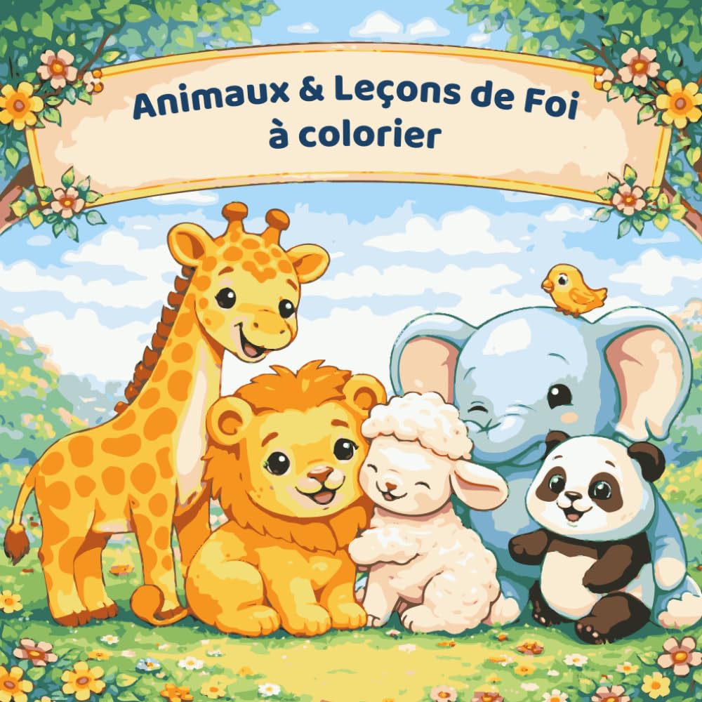 Animaux à colorier avec des versets bibliques pour enfants: 50 illustrations et versets de la Bible pour apprendre la foi en s’amusant - Dès 3 ans