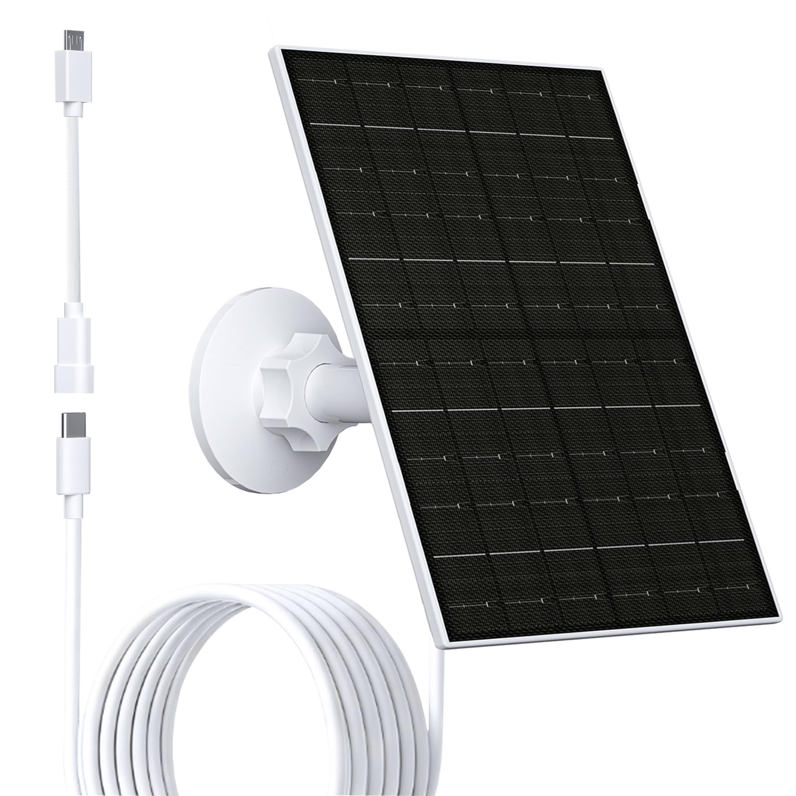 FUTUREZEN 6W Solar Panel for Security Camera Outdoor, 5V USB/USB-C Solar Charger Compatible with Rechargeable Battery Cameras, IP66 Waterproof, 360° Adjustable Mount, 9.8ft Cable (1 Pack, White)-image-27