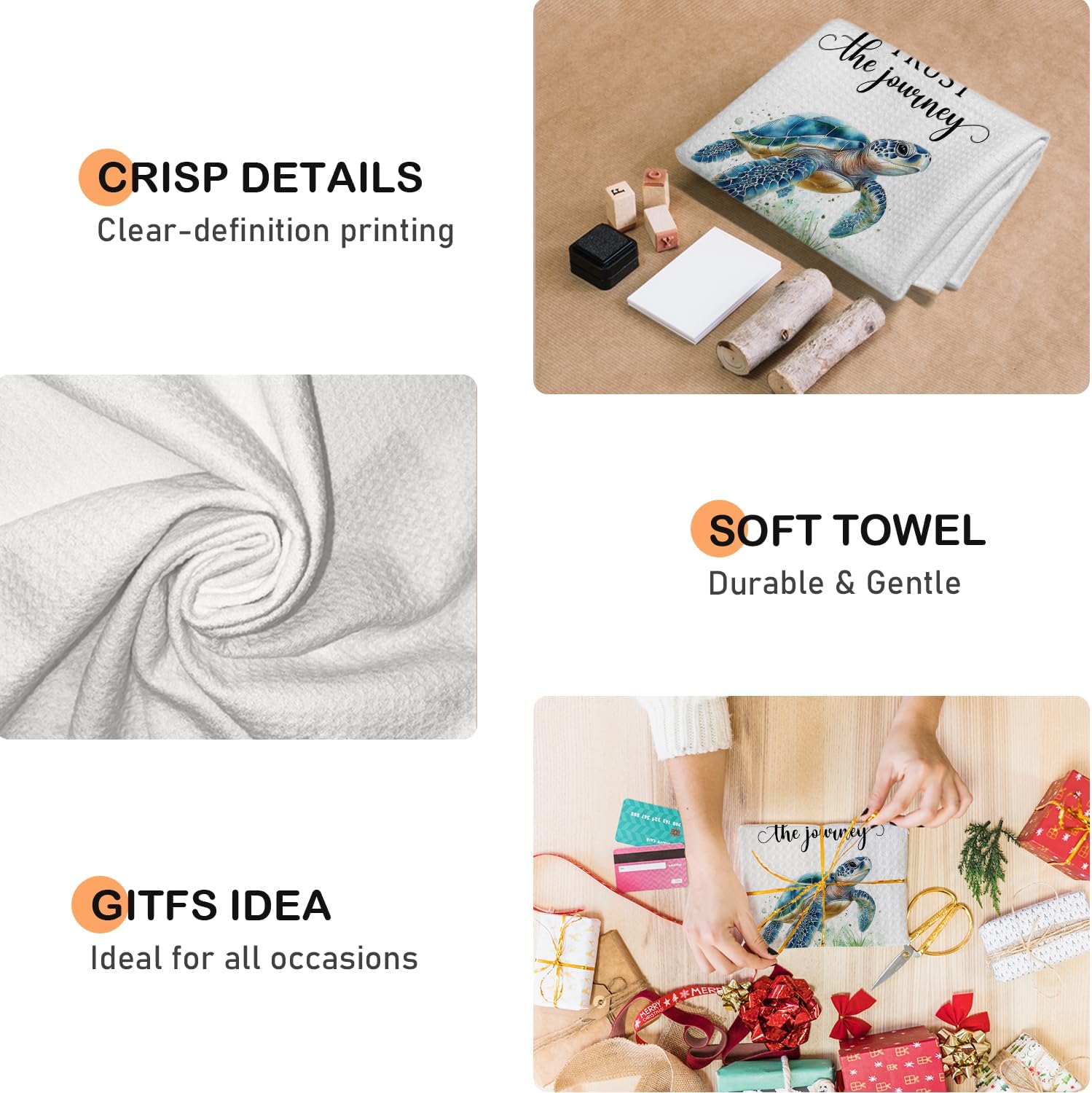 Inspirational Sea Turtle Coastal Beach Kitchen Towels, Ocean Bathroom Decor, Nautical Sea Animal Decorative Dish Tea Hand Towels for Kitchen Bathroom, 16x24 Inch haigui - Image 5