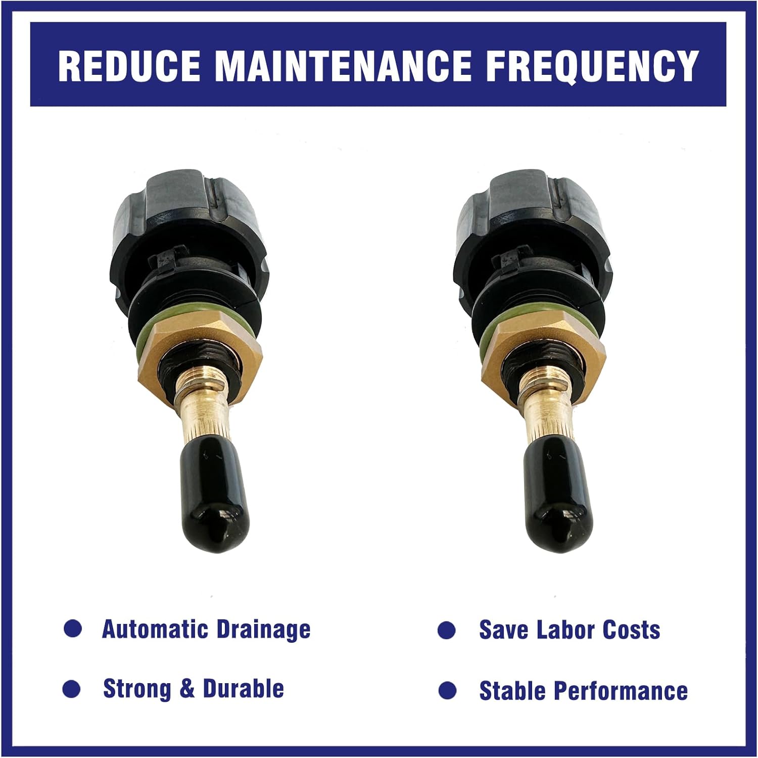 2 Pcs 2901056300 Automatic Drain Valve Kit for Air Compressor Replacement Parts, Replace 2901-0563-00