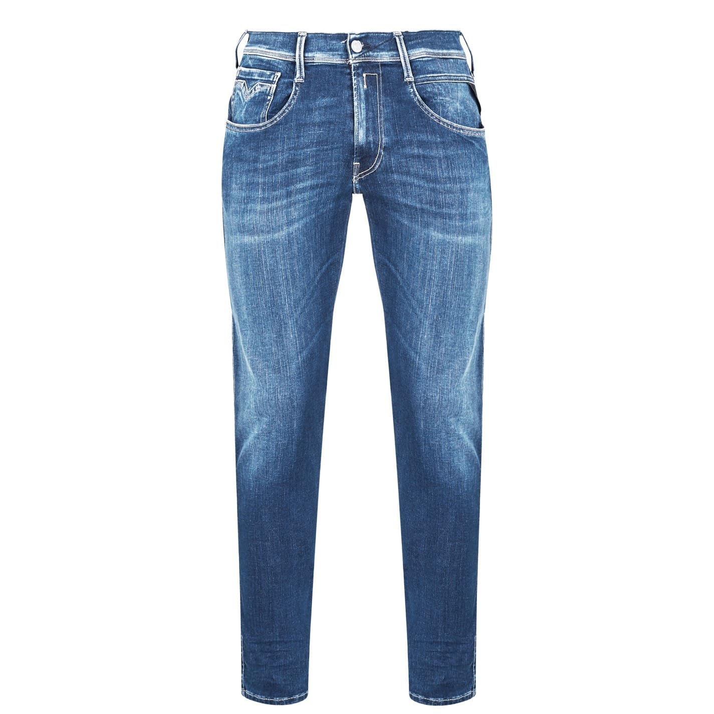 REPLAY Mens Anbass Hyperflex Re-Used Jeans, Blue (7 Dark Blue), 32W / 34L
