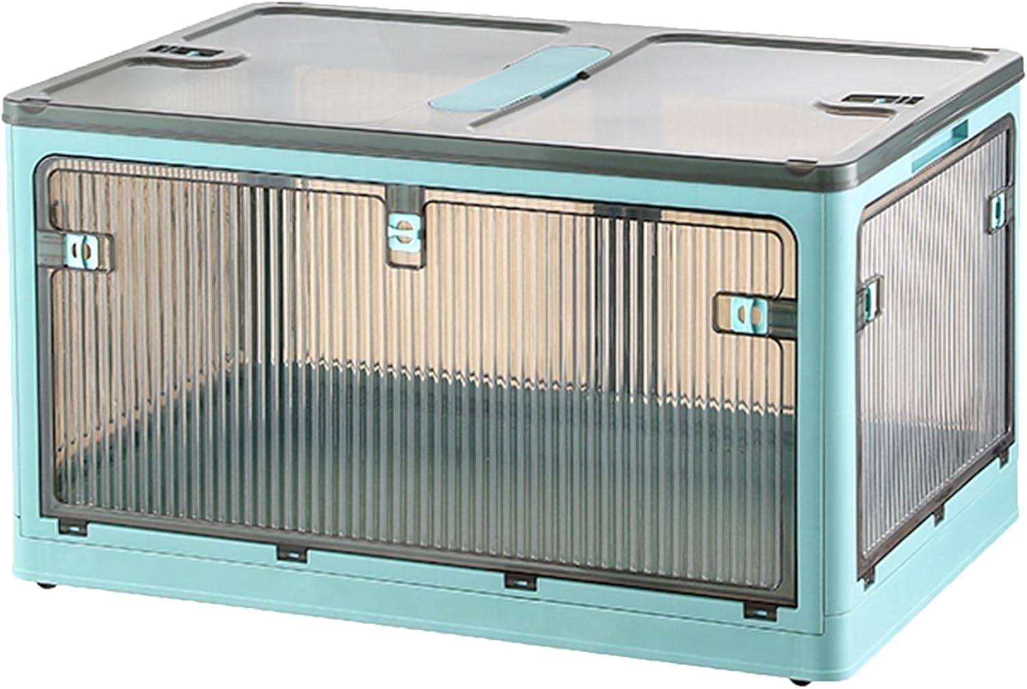 Grand bac de rangement plastique pour armoire et placard d'épicerie bleu