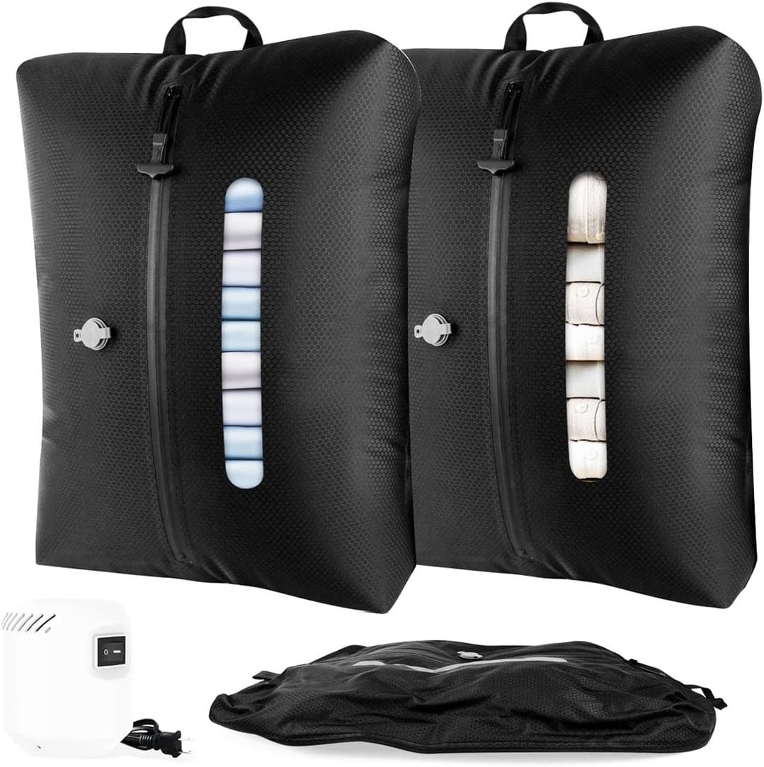 AIDONS Vacuum Travel Bags with Pump - Reusable Vacuum Compression Bags, 420D Reinforced Nylon - Tear Resistant, IP67 Waterproof & Odor-isolating, Space Saver Travel Pack Vacuum Kit(Black 33L 2PC+Pump)