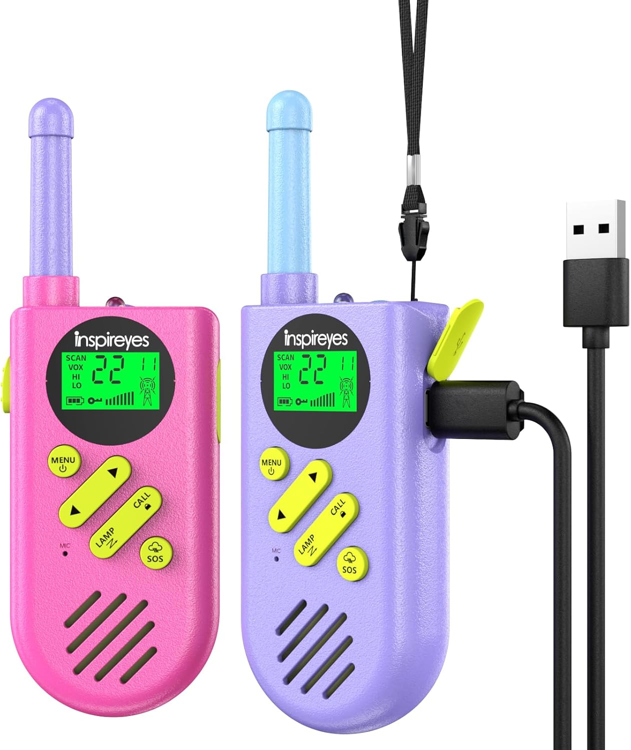 Rechargeable Walkie Talkies for Kids 3-12 | 2-Pack Outdoor Fun