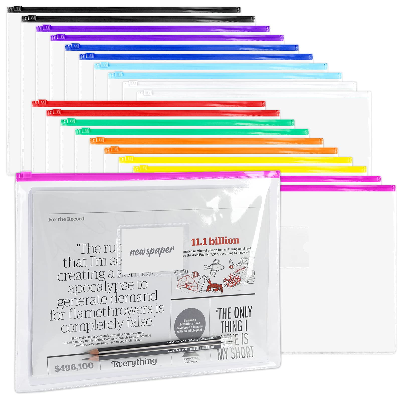 Buy LABUK 35pcs A4 Poly Zip Envelopes Plastic Envelope Clear Zipper