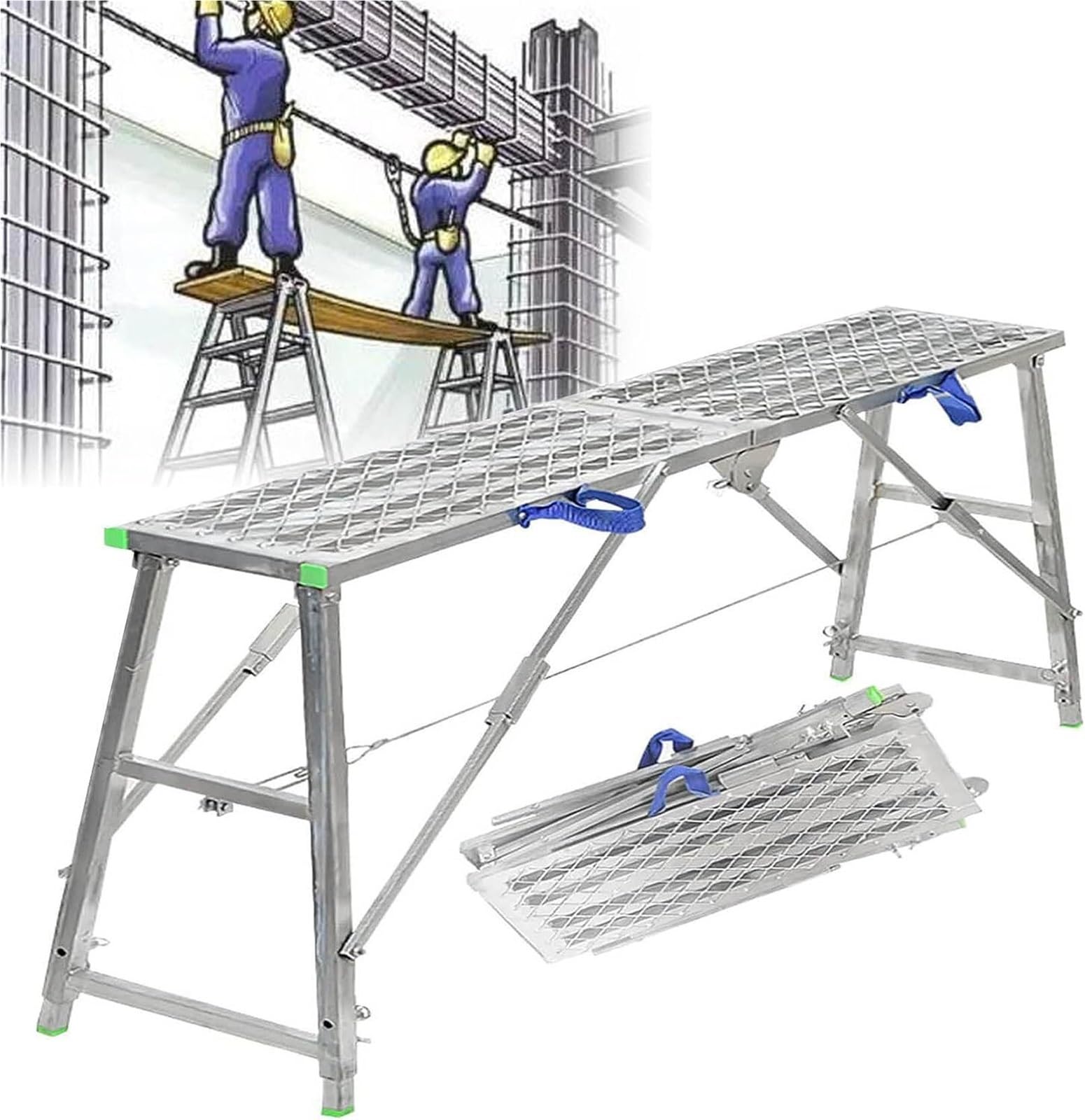 Plateforme d'échafaudage réglable 180 cm avec tabouret et banc de travail