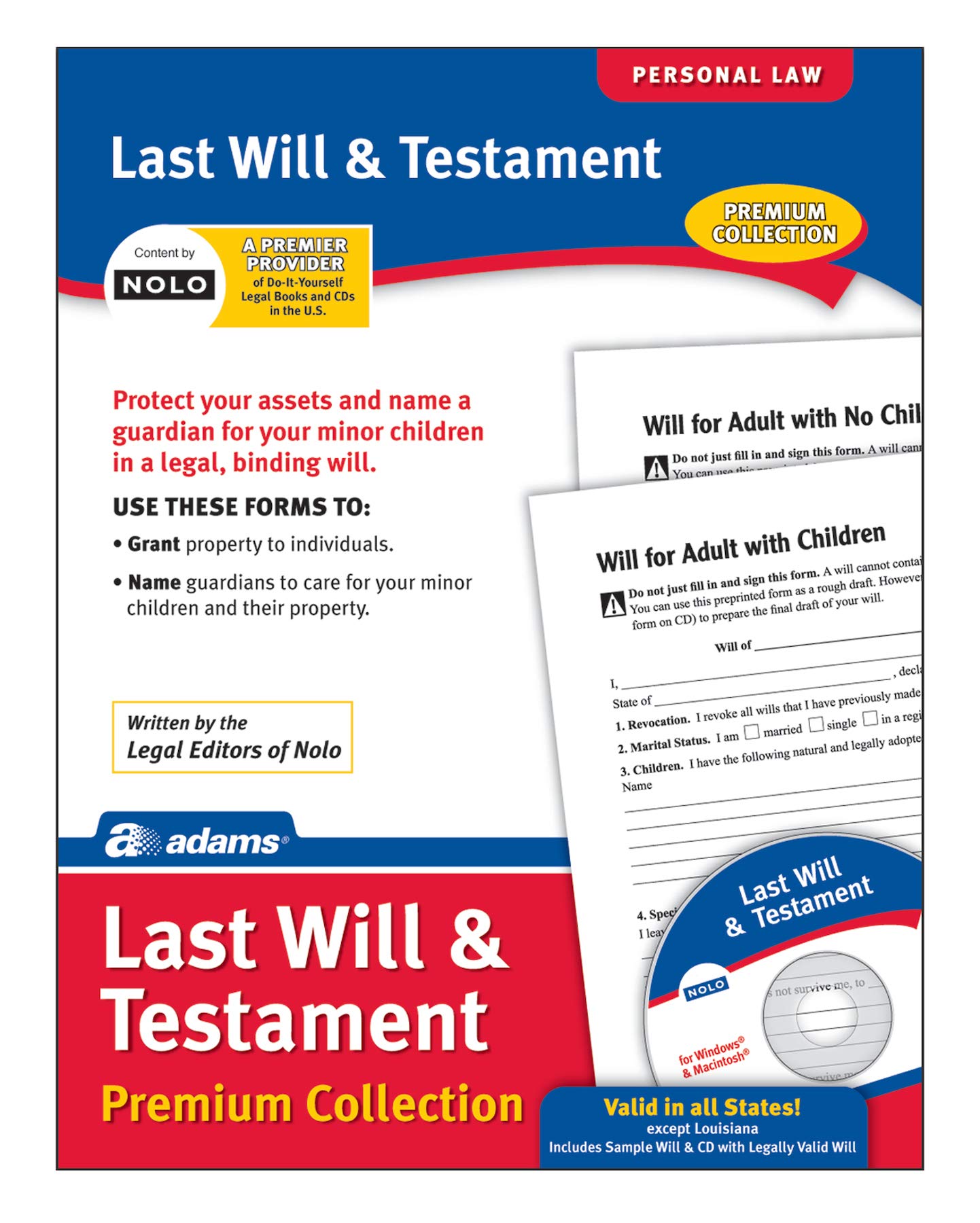 Amazon.com : Adams Last Will and Testament with CD, Forms and Instructions  (ALFP117),White, 8.5 x 0.12 x 11 inches : Legal Forms : Office Products