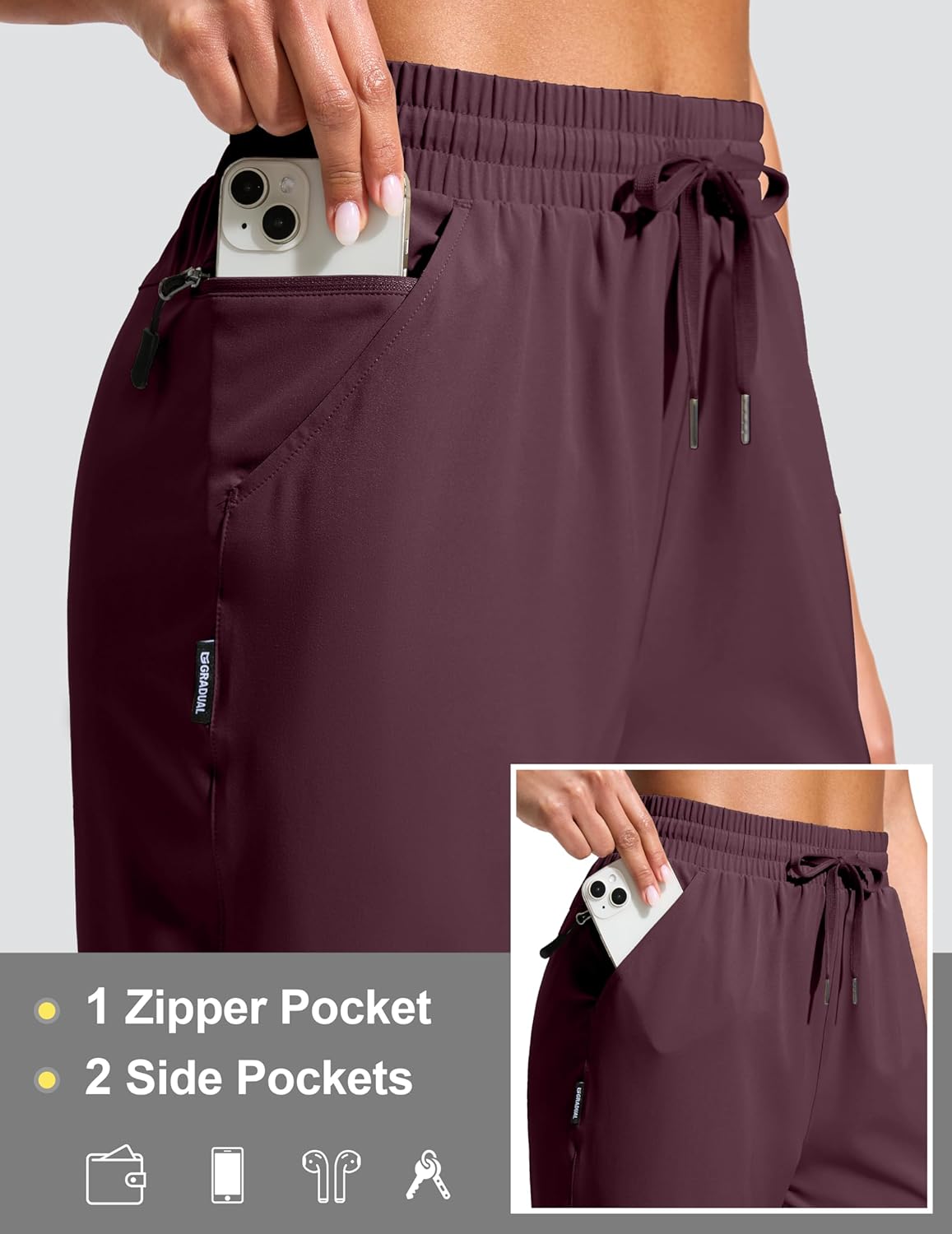 G Gradual Women's 13" Long Hiking Shorts with Zipper Pocket Lightweight Quick Dry Knee Length Bermuda Shorts for Women - Image 4